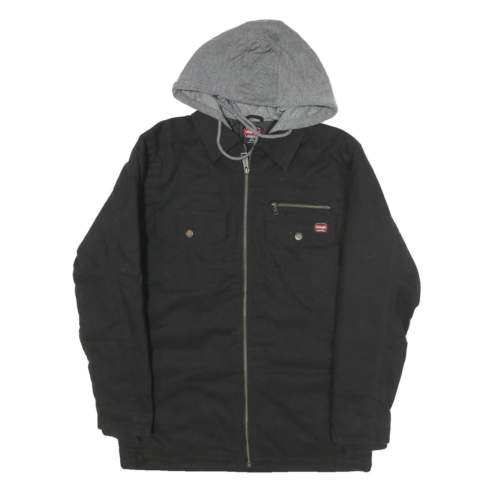 WRANGLER Mens Black & Grey Casual Cotton Blend Zip Jacket S Hooded Workwear Refurbished - N/A refurbished available on Cerqular