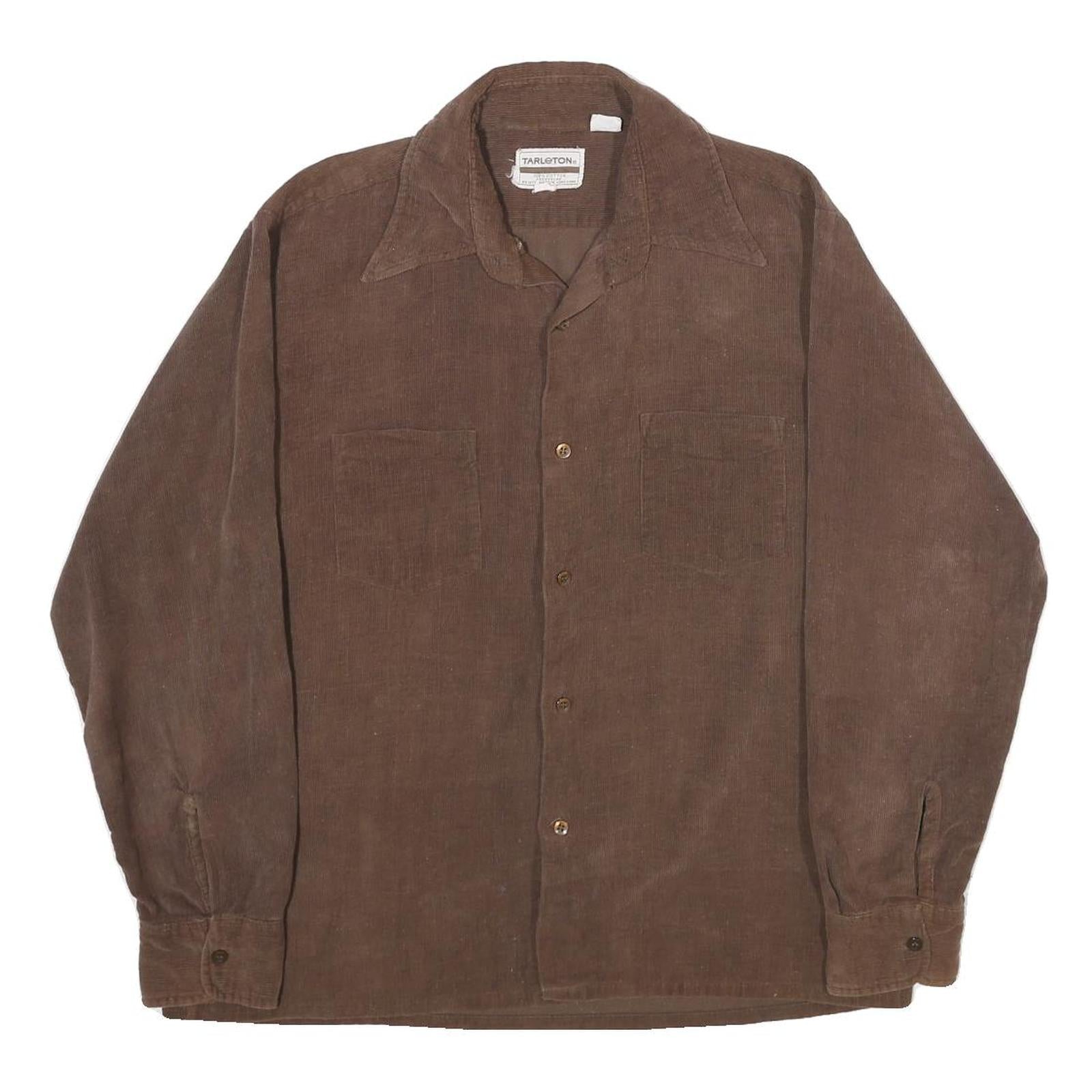 TARLETON Mens Brown Corduroy Shirt L Long Sleeve Button Closure Classic Fit Refurbished - N/A refurbished available on Cerqular
