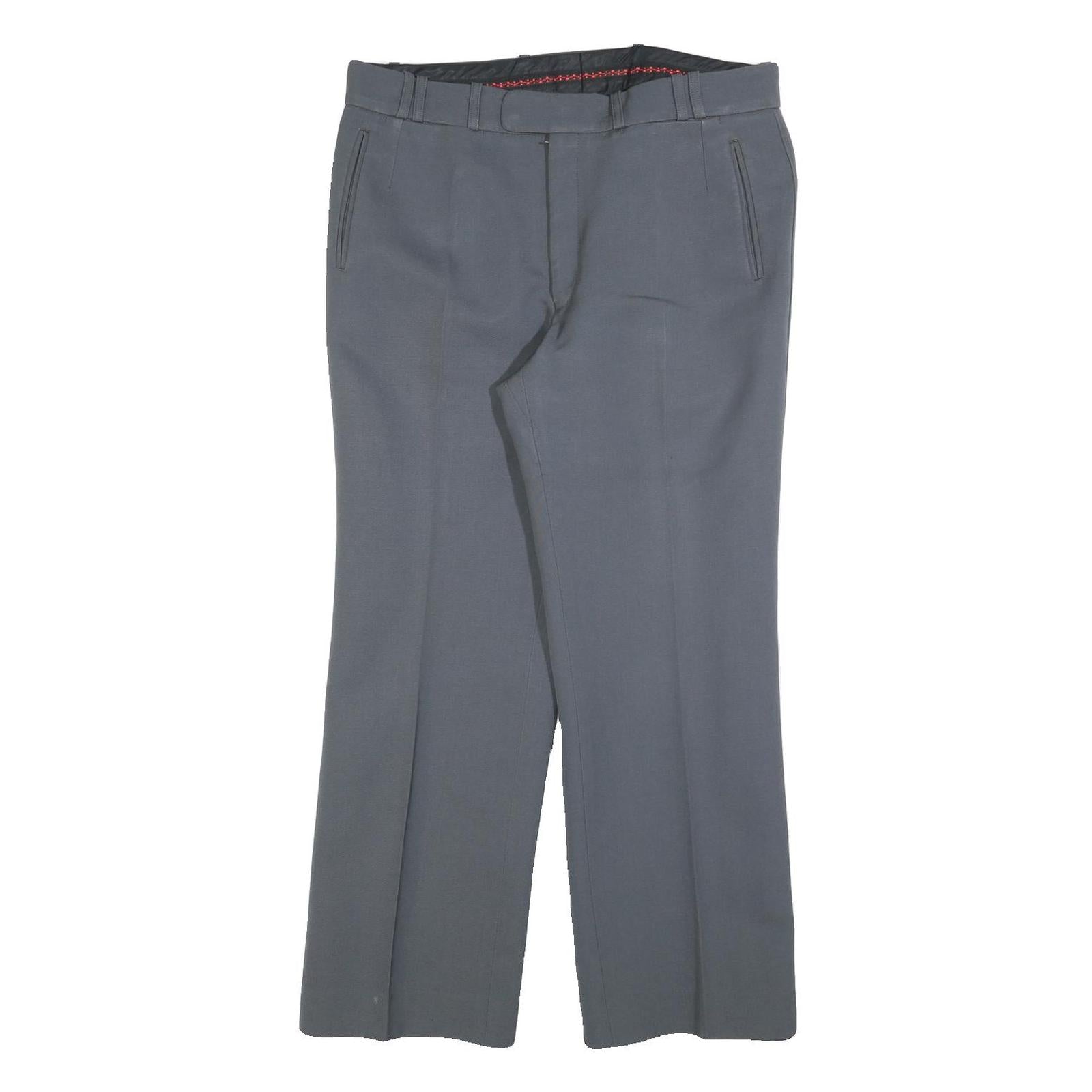BRUNEX Mens Grey Regular Straight Trousers W34 L30 Classic Zip Closure Refurbished - N/A refurbished available on Cerqular