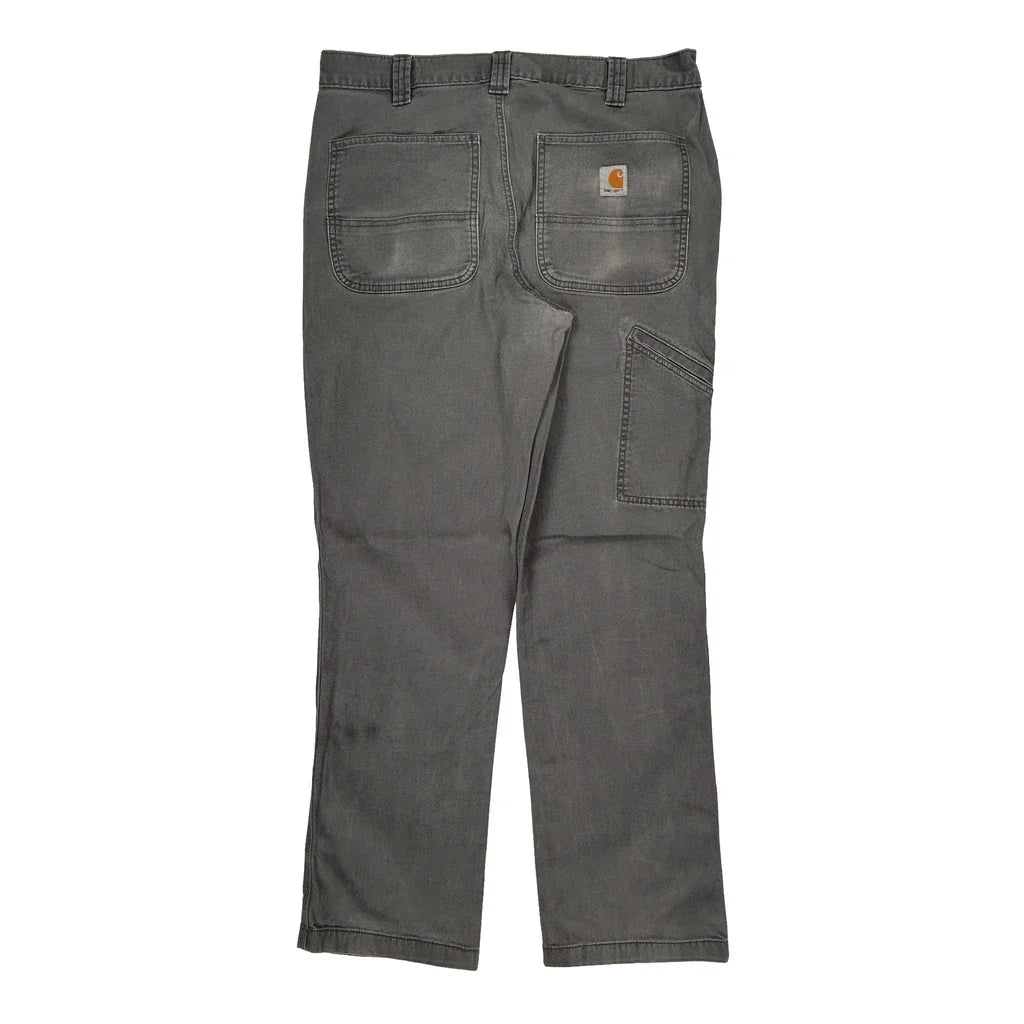 Carhartt Carpenter Trousers - 33W 34L Grey Cotton Refurbished - Thrifted (note: this is a term often used to describe second- refurbished available on Cerqular