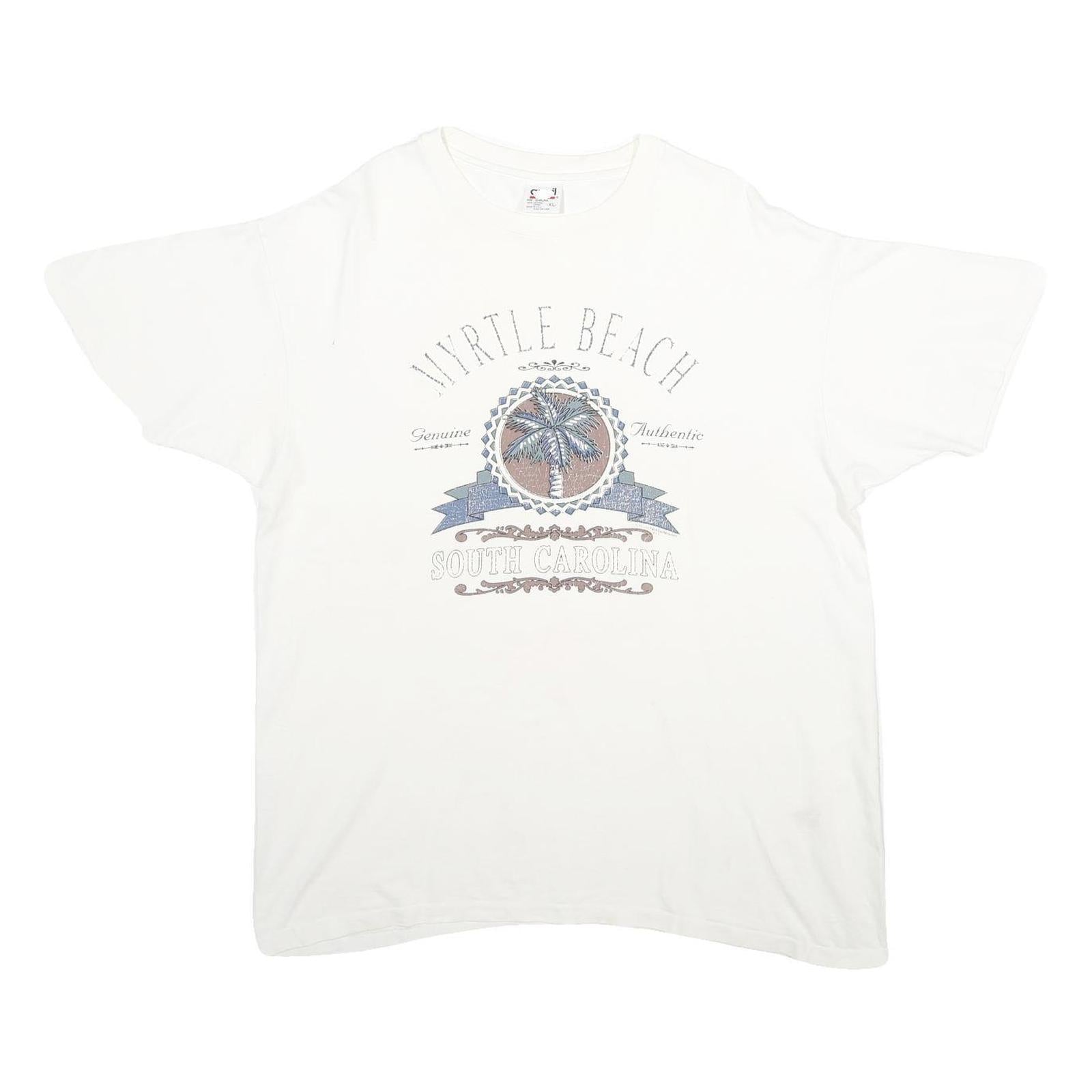 ANVIL Mens White Myrtle Beach South Carolina Graphic T-Shirt XL Short Sleeve Refurbished - N/A refurbished available on Cerqular