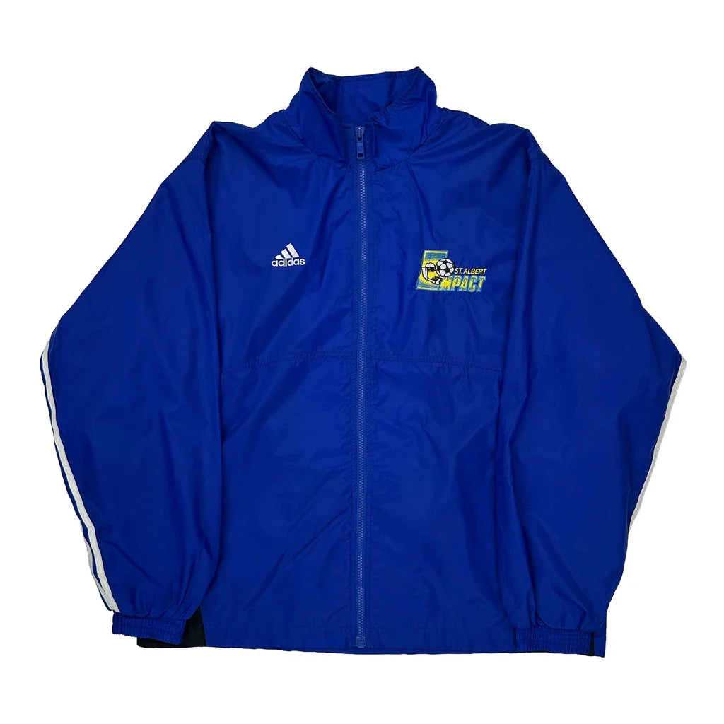 St. Albert Impact Adidas Windbreaker - XL Blue Polyester Refurbished - Thrifted (note: this is a term often used to describe second- refurbished available on Cerqular