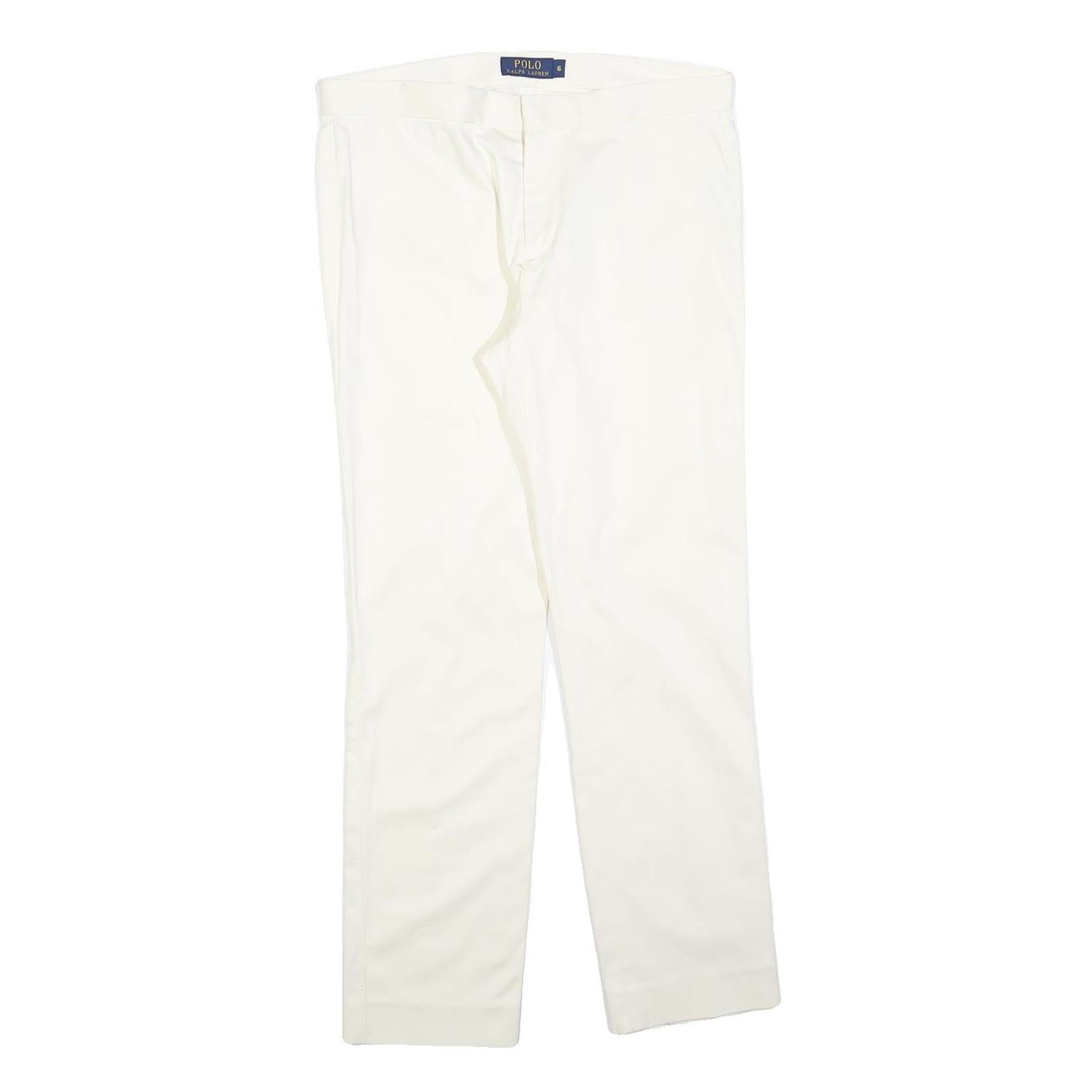 POLO RALPH LAUREN Womens Slim White Trousers W32 L28 Classic Zip Polyester Blend Refurbished - N/A refurbished available on Cerqular