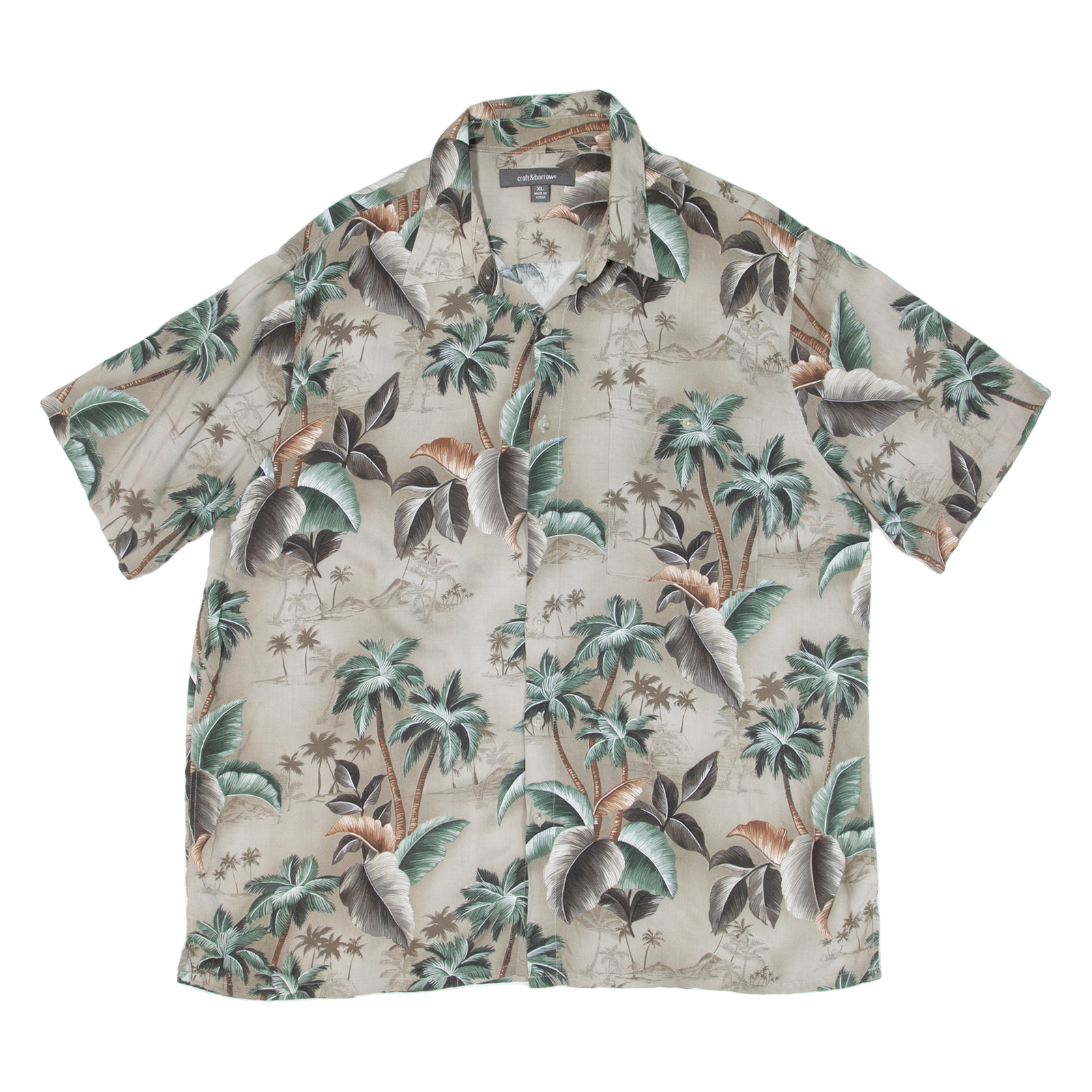 CROFT & BARROW Mens Hawaiian Shirt Grey Floral XL Refurbished - N/A refurbished available on Cerqular