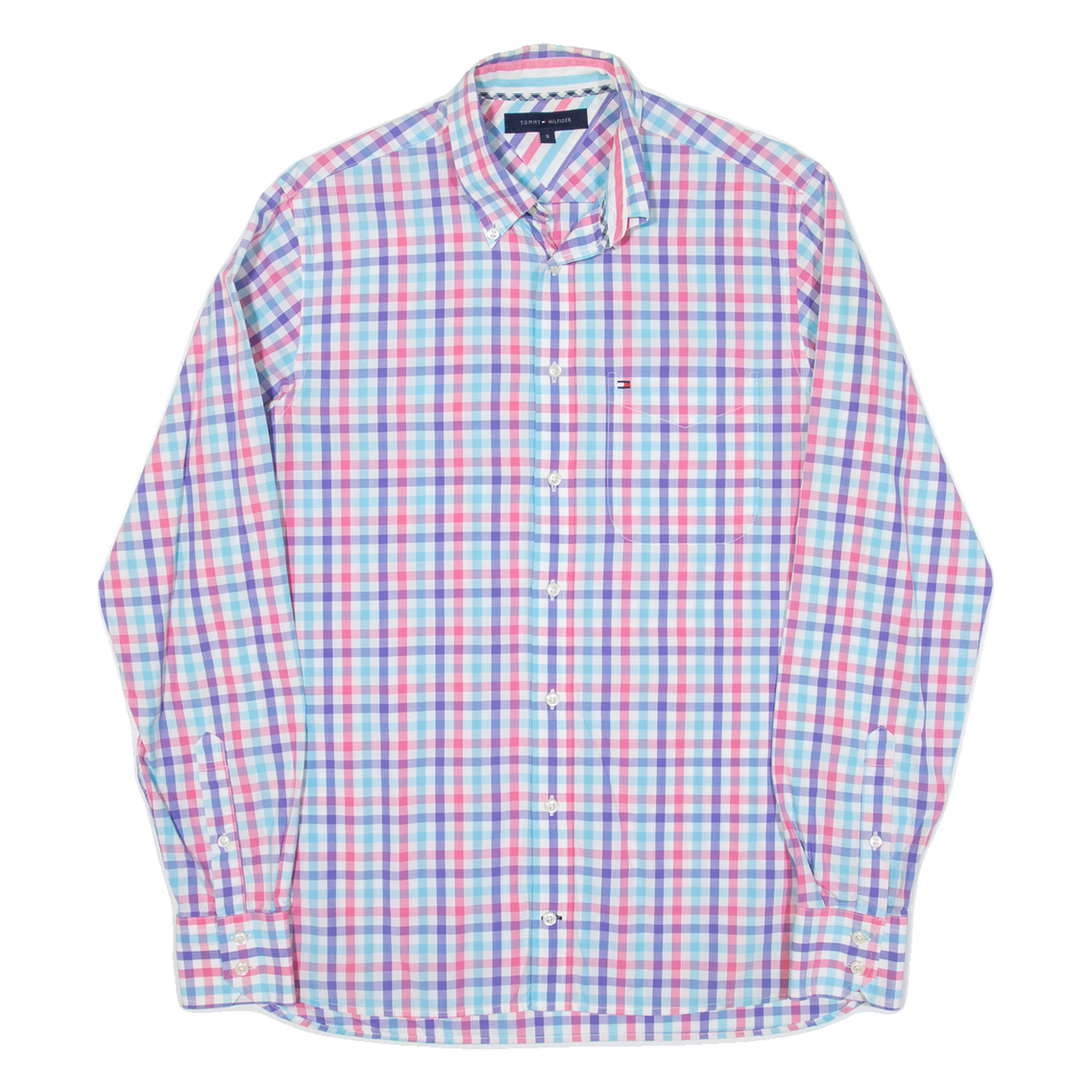 TOMMY HILFIGER Mens Shirt Pink Check Long Sleeve S Refurbished - N/A refurbished available on Cerqular