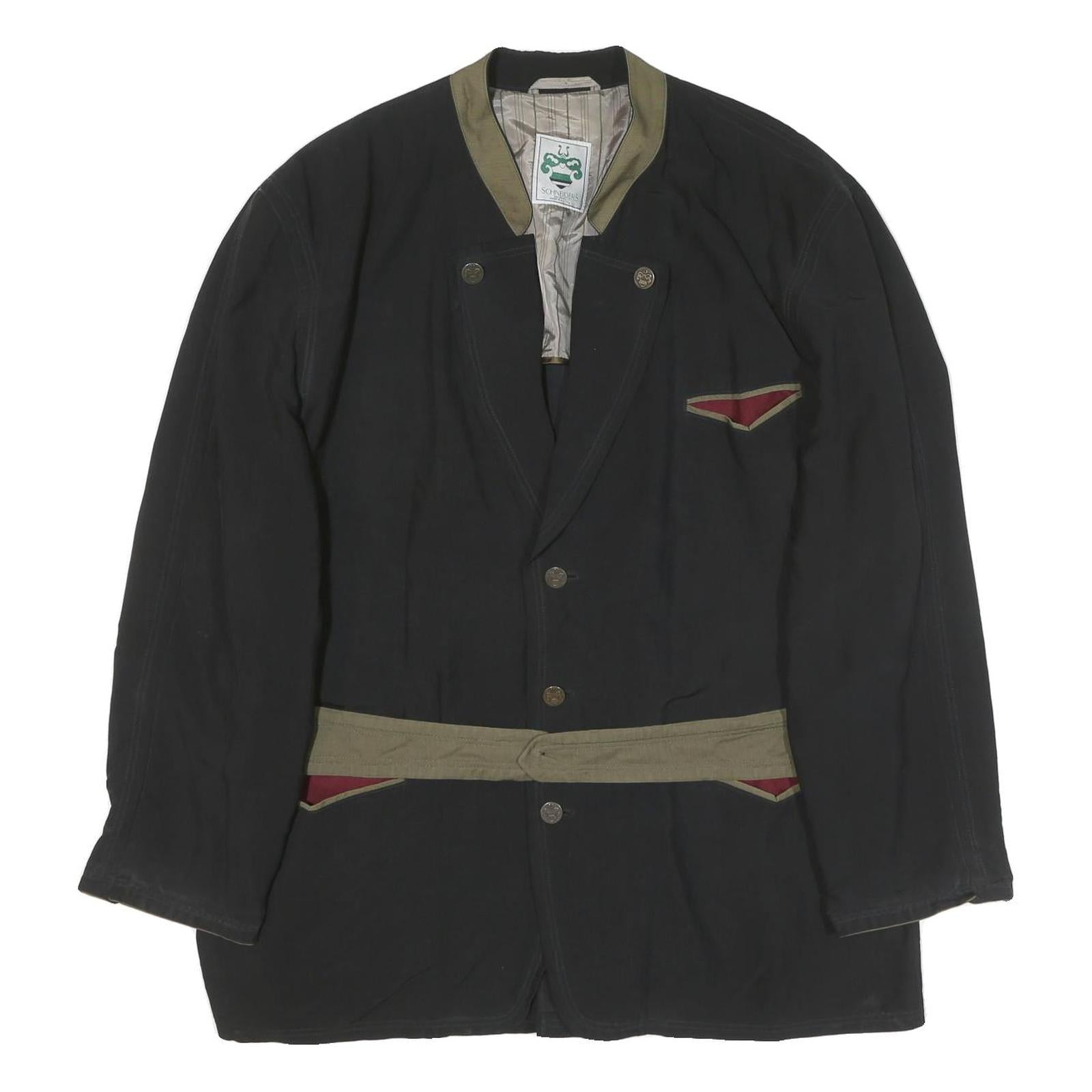SCHNEIDERS Mens Black & Olivine Silk Blend Button Jacket XL Classic Plain Refurbished - N/A refurbished available on Cerqular