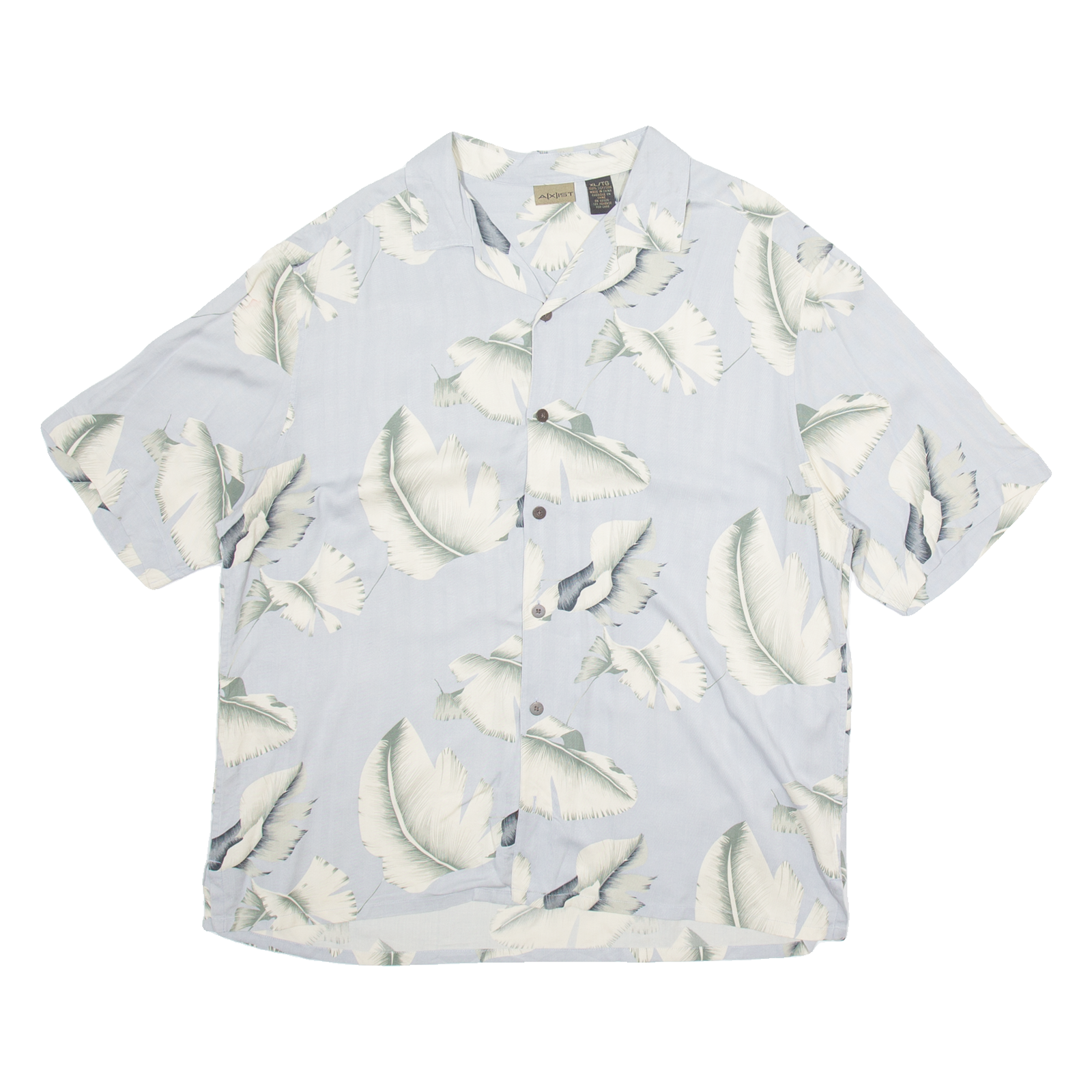 AXIST Mens Hawaiian Shirt Grey Silk Floral XL Refurbished - N/A refurbished available on Cerqular