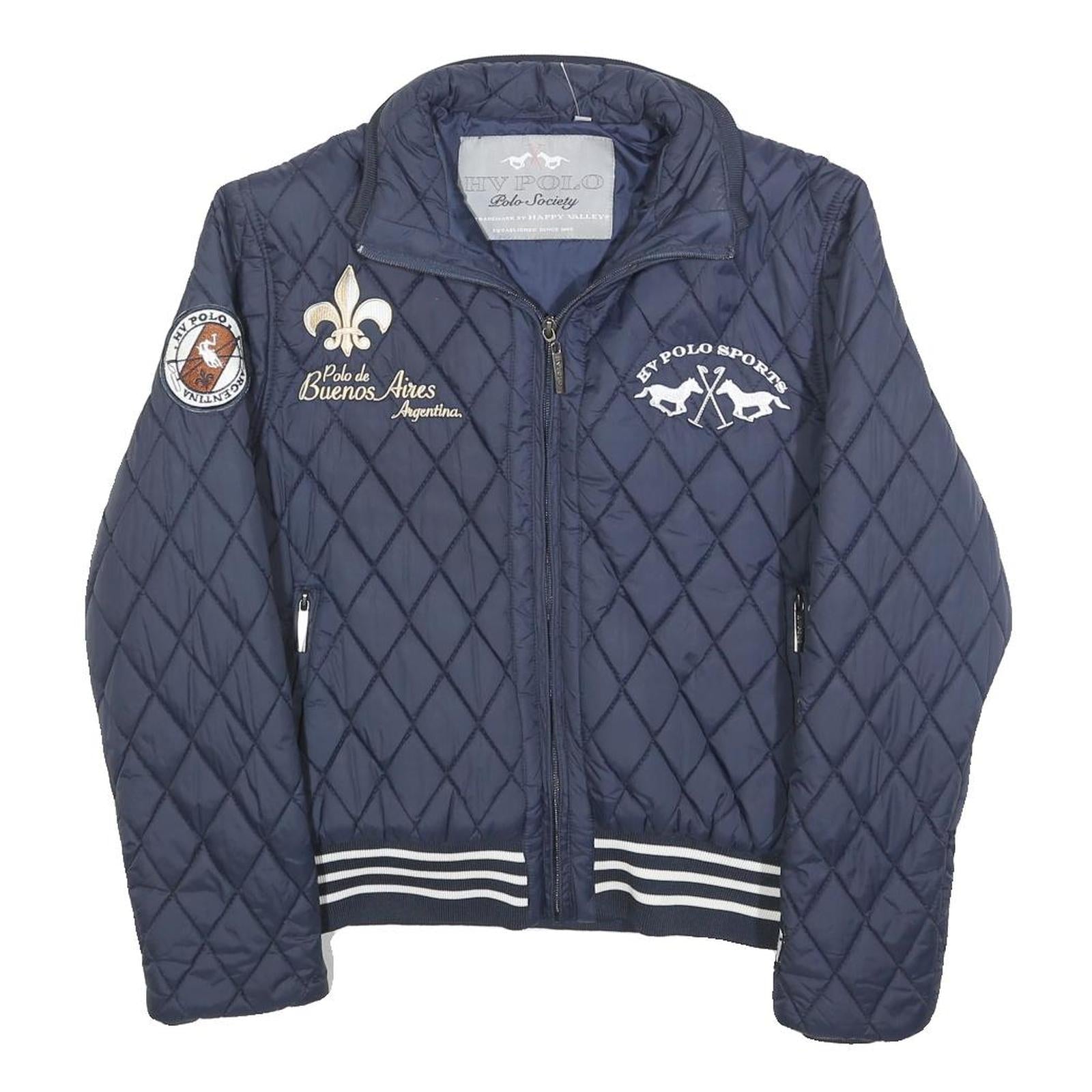 HV POLO SPORT Womens Navy Blue Quilted Jacket S Polyester Blend Zip Polo Refurbished - N/A refurbished available on Cerqular