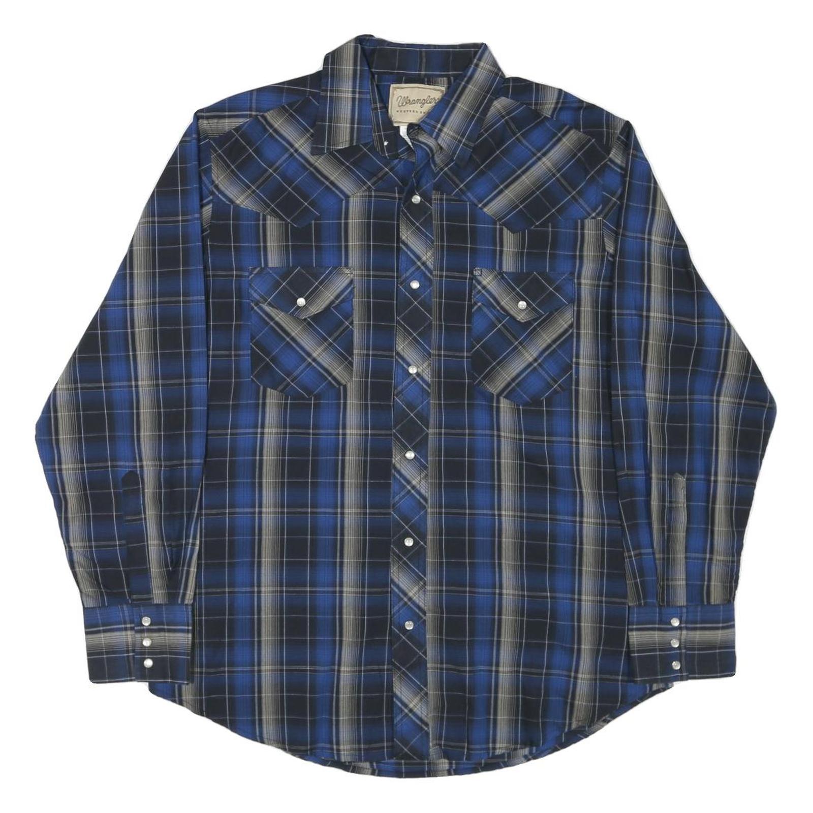 Buy WRANGLER Mens Blue & Black Check Shirt L Western Style Long Sleeve Cotton Blend Refurbished - $33.79 WRANGLER Mens Blue & Black Check Shirt L Western Style Long Sleeve Cotton Blend Refurbished - N/A refurbished available on Cerqular
