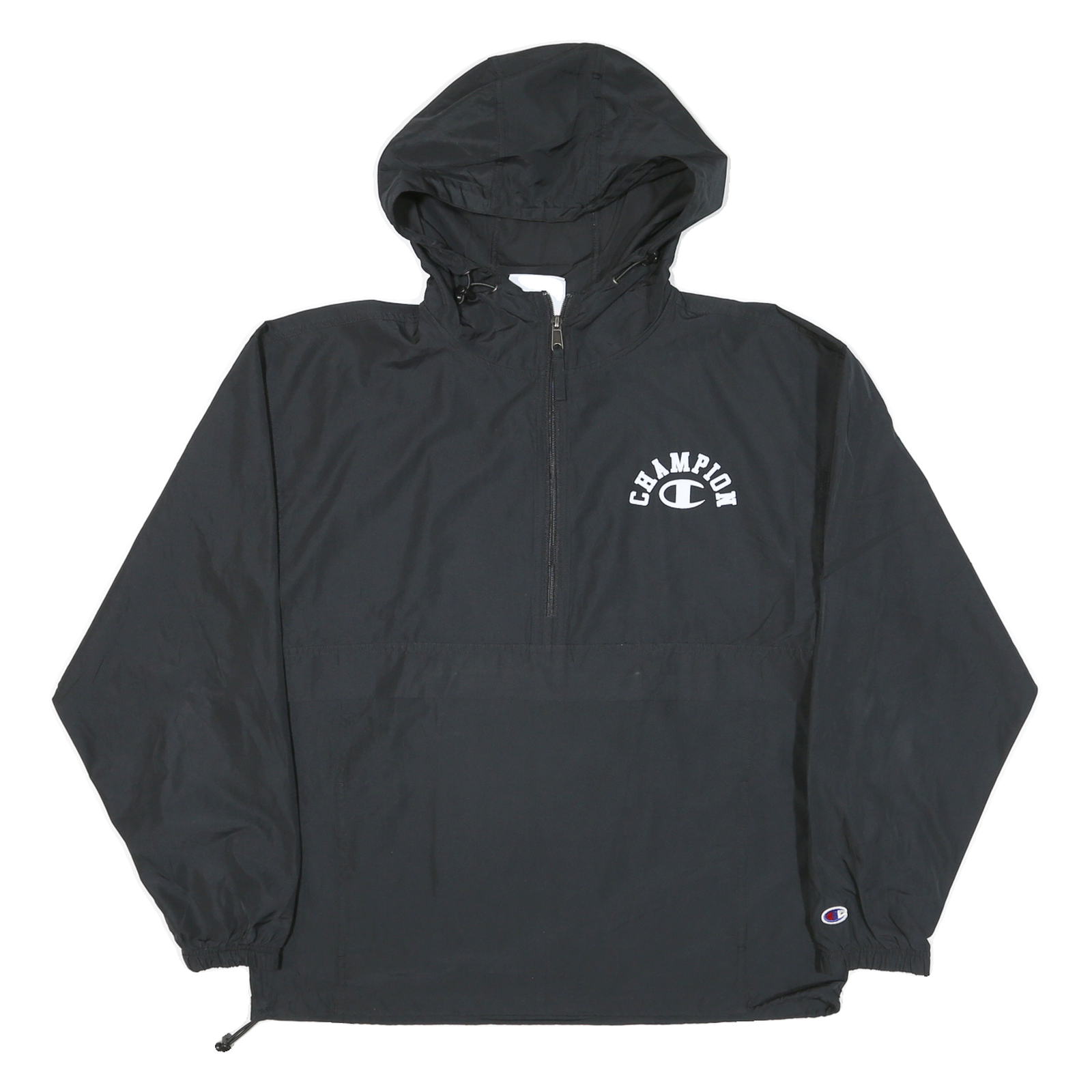CHAMPION Mens Black Hooded Zip Jacket M Polyester Blend Plain Casual Sportswear Refurbished - N/A refurbished available on Cerqular