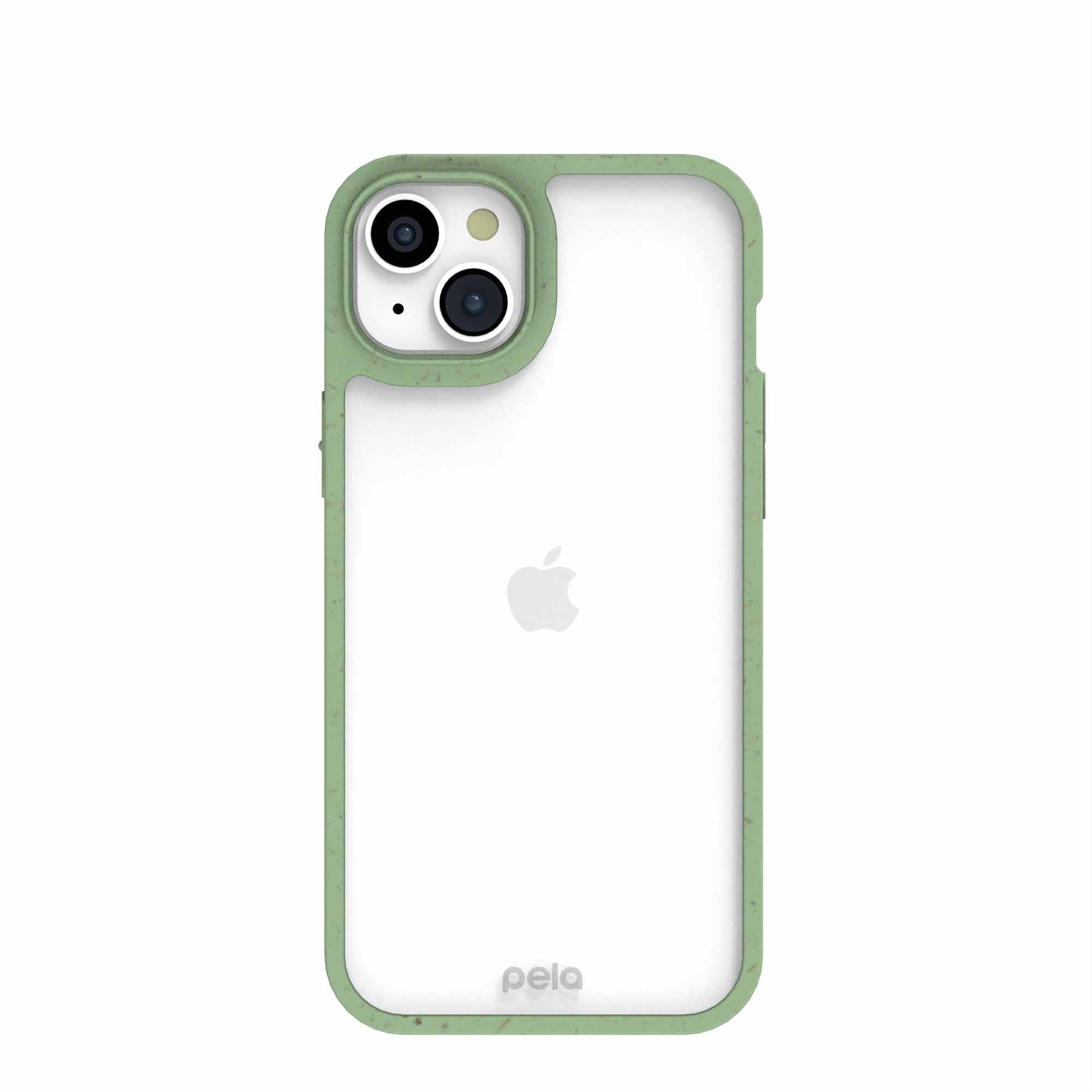 Clear iPhone 15 Plus Case with Sage Green Ridge Refurbished - Pela Case refurbished available on Cerqular