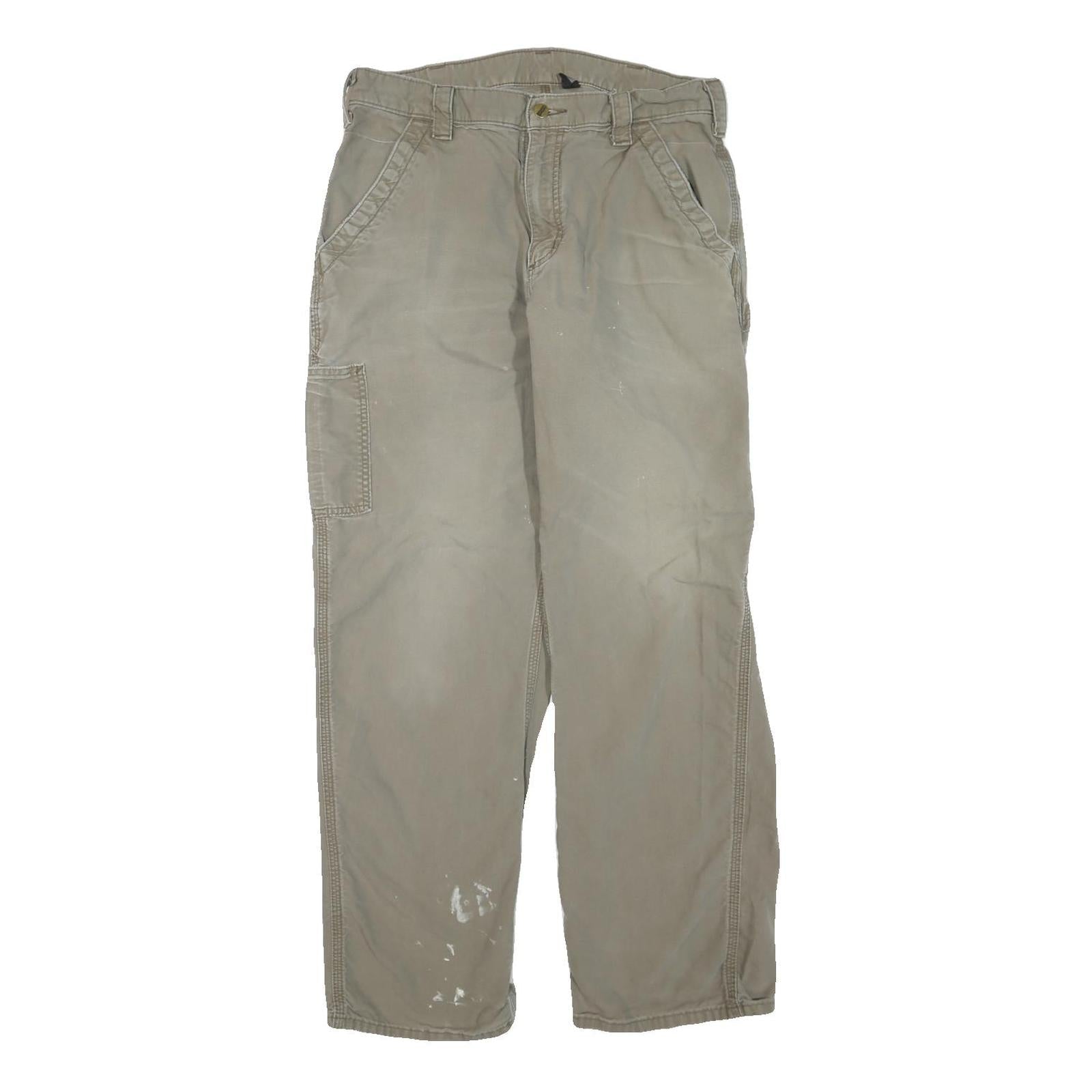 CARHARTT Mens Regular Beige Cotton Blend Trousers W34 L32 Workwear Zip Closure Refurbished - N/A refurbished available on Cerqular