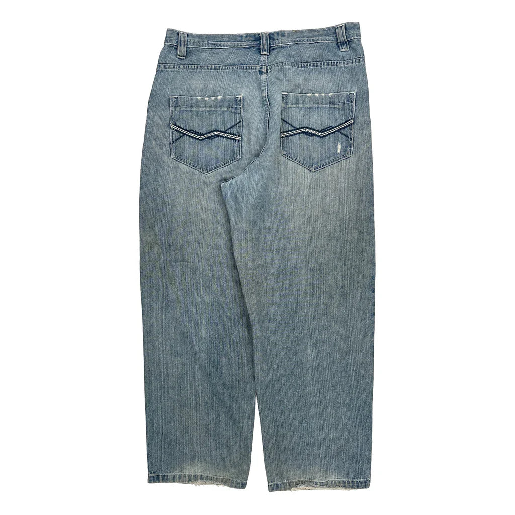 Southpole Wide Leg Jeans - 34W 30L Light Wash Denim Refurbished - Thrifted (note: this is a term often used to describe second- refurbished available on Cerqular