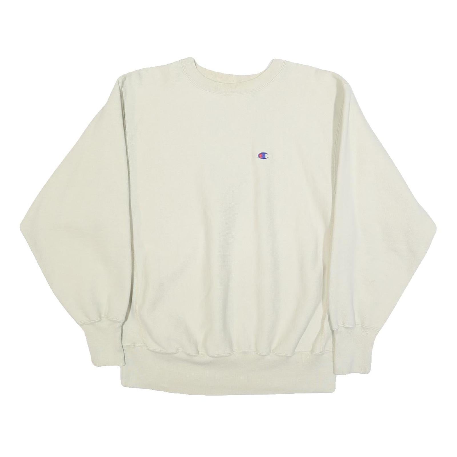 CHAMPION REVERSE WEAVE Mens Cream Crew Neck L Sweatshirt Cotton Blend Pullover Refurbished - N/A refurbished available on Cerqular