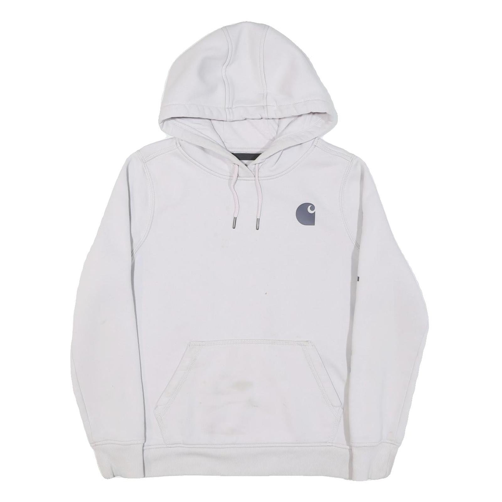 CARHARTT Womens White Hoodie S Logo Print Cotton Blend Pullover Casual Refurbished - N/A refurbished available on Cerqular