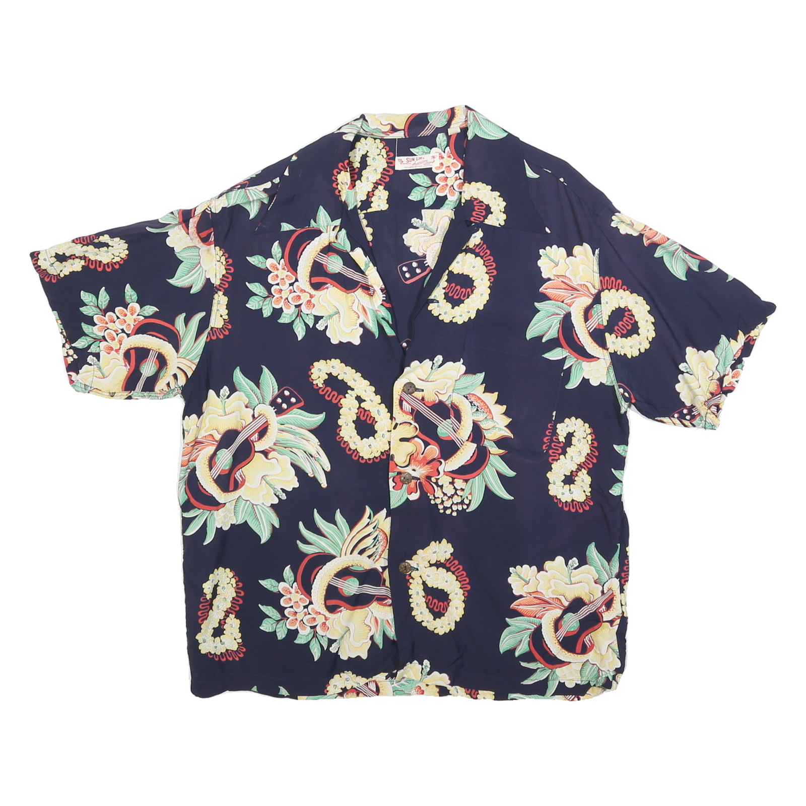 SUN SURF Mens Navy & Cream Floral Hawaiian Shirt S Summer Vacation Resort Wear Refurbished - N/A refurbished available on Cerqular