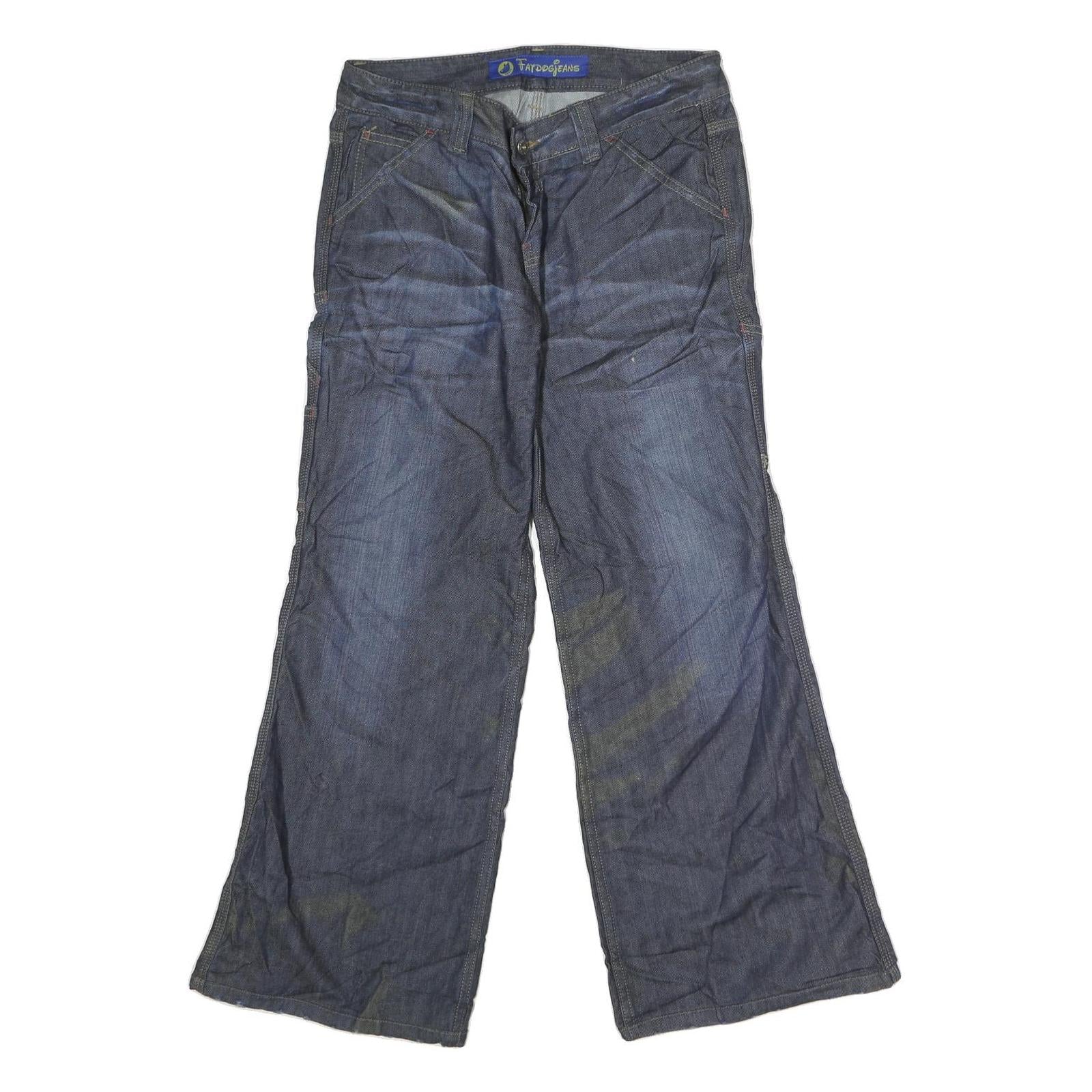 FATDOGJEANS Mens Regular Fit Wide-Leg Denim Blue Jeans W30 L29 Casual Zip Fly Refurbished - N/A refurbished available on Cerqular