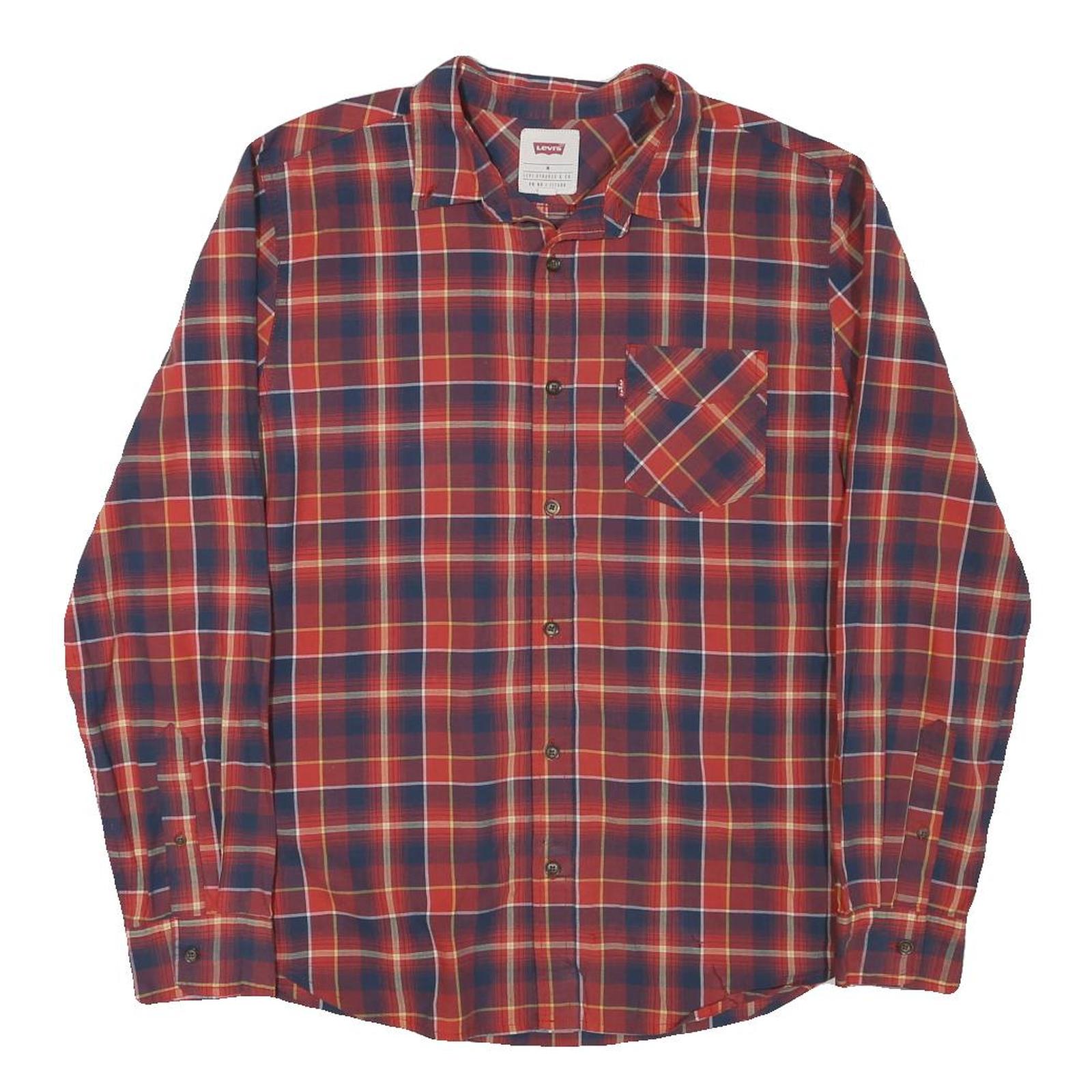 Buy LEVI'S Mens Red Navy & Yellow Check Shirt M Cotton Blend Long Sleeve Casual Refurbished - $38.99 LEVI'S Mens Red Navy & Yellow Check Shirt M Cotton Blend Long Sleeve Casual Refurbished - N/A refurbished available on Cerqular
