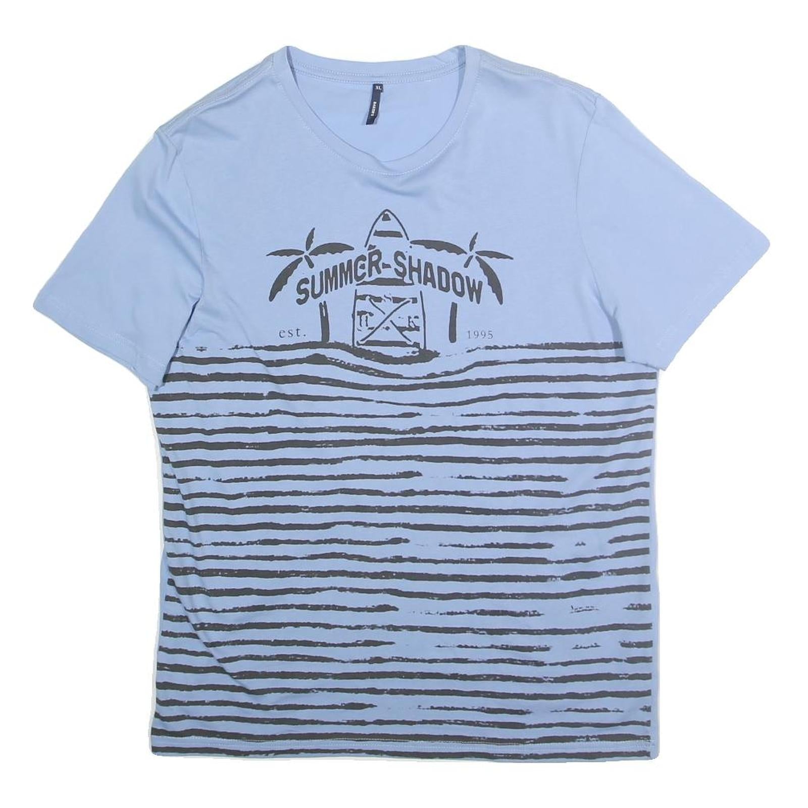 BAKERS Mens Blue Summer Shadow Graphic T-Shirt XL Short Sleeve Round Neck Casual Refurbished - N/A refurbished available on Cerqular