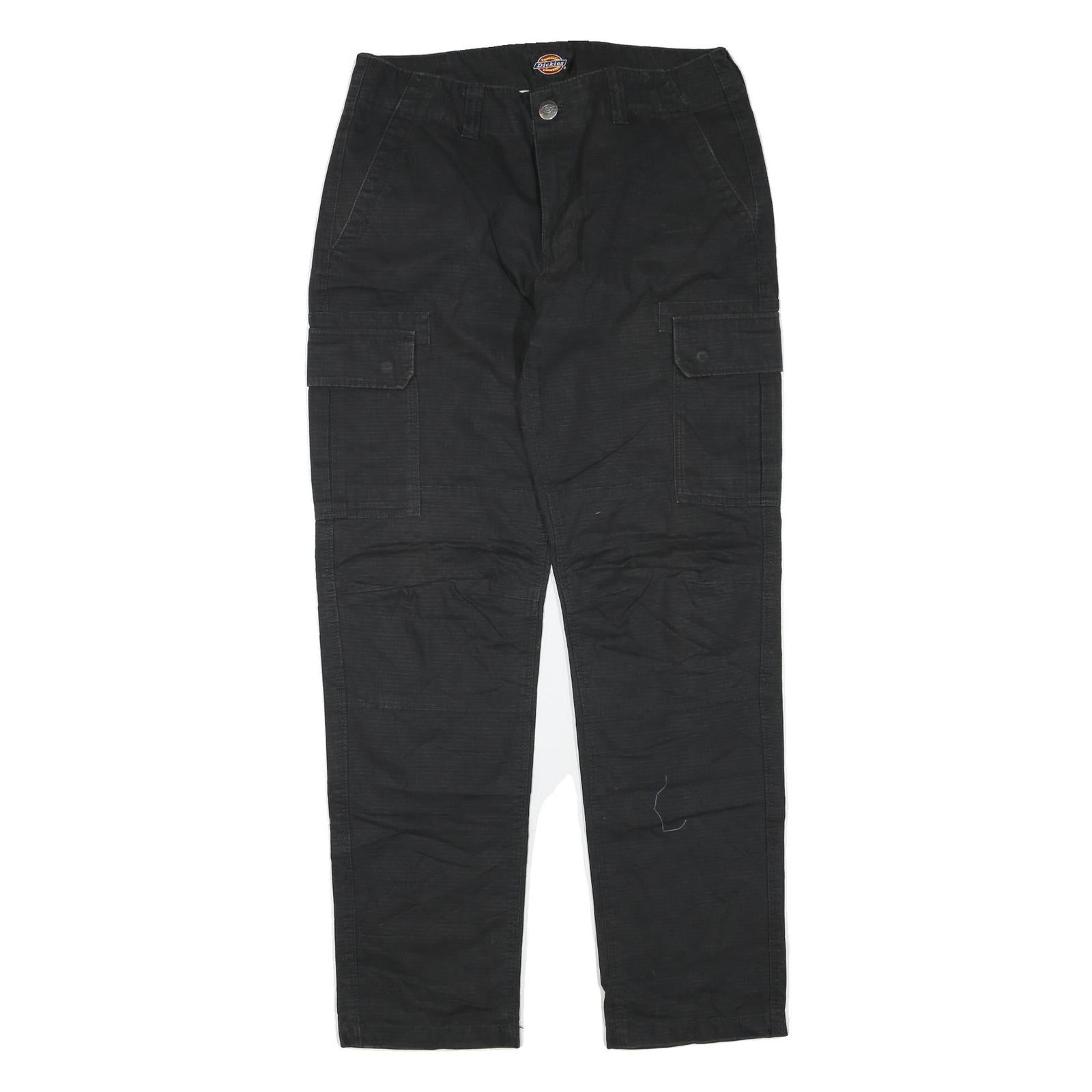 DICKIES Mens Black Cotton Blend Regular Cargo Trousers W32 L32 Workwear Zip Refurbished - N/A refurbished available on Cerqular