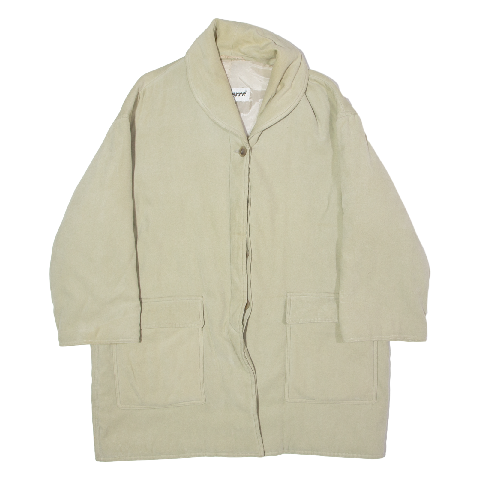 DONAIRE Womens Overcoat Coat Beige Velvet Viscose 90s UK 14 Refurbished - N/A refurbished available on Cerqular