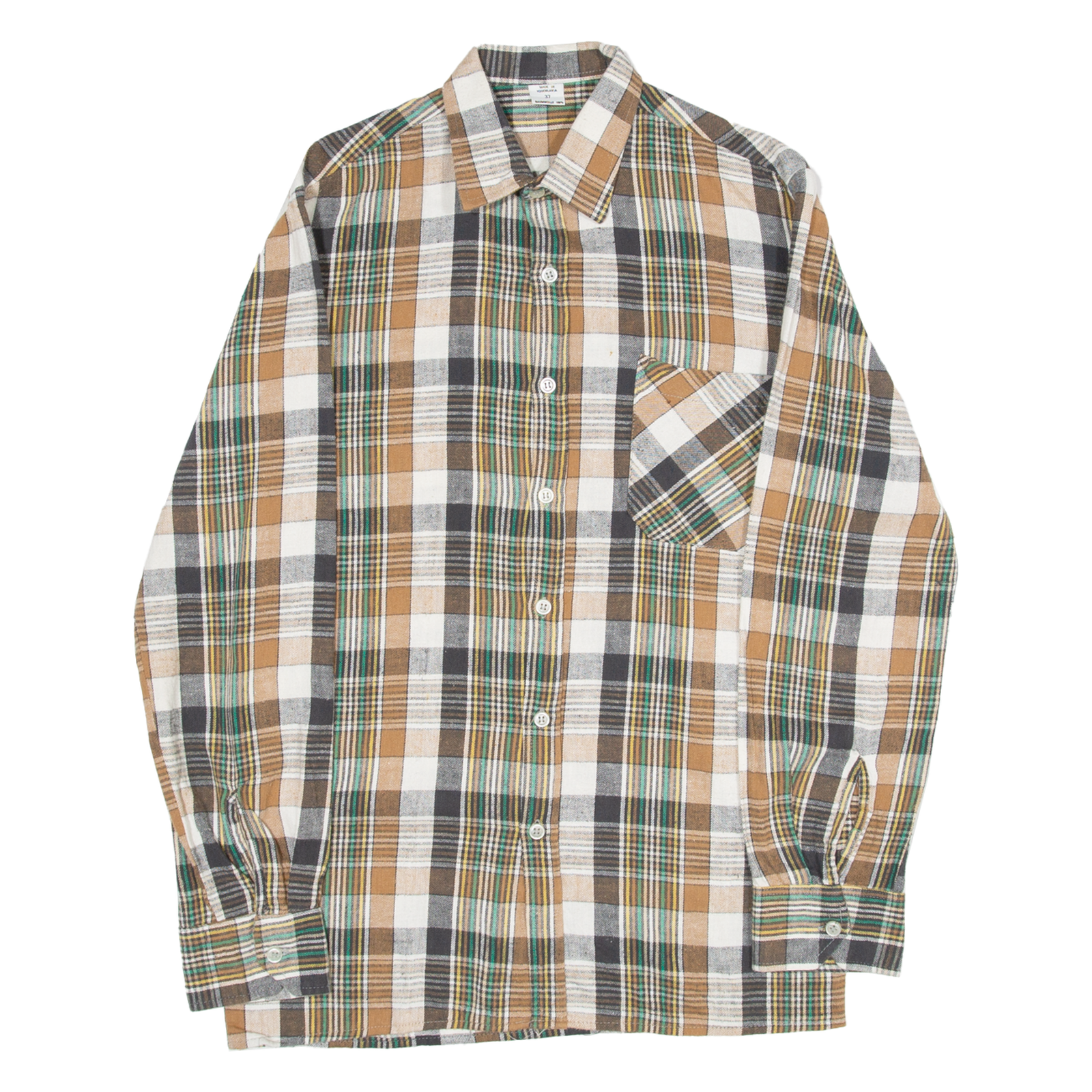 Mens Flannel Shirt Brown Check Long Sleeve S Refurbished - N/A refurbished available on Cerqular