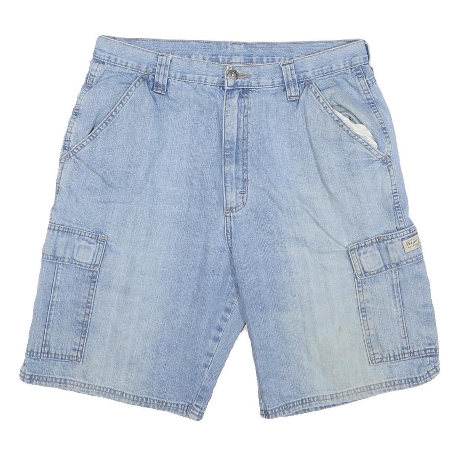 WRANGLER Mens Denim Cargo Shorts Light Blue Size L W33 Casual Cotton Blend Refurbished - N/A refurbished available on Cerqular