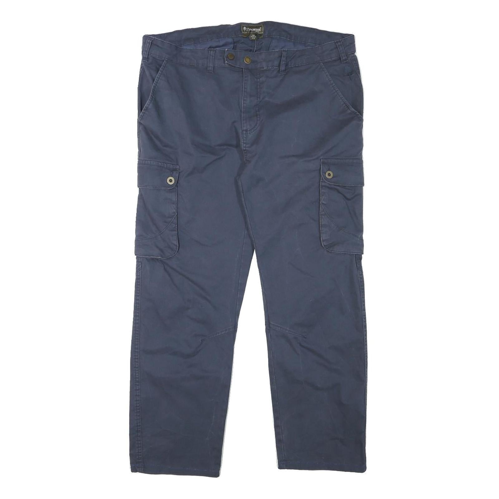 PINEWOOD Mens Cotton Blend Navy Blue Regular Fit Cargo Trousers W37 L27 Outdoor Refurbished - N/A refurbished available on Cerqular