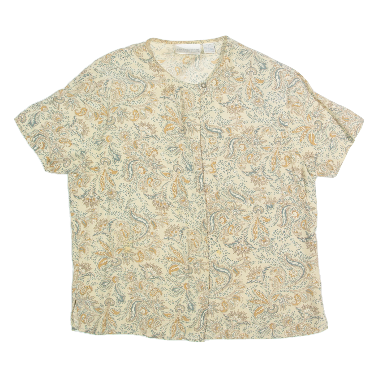 LIZ CLAIBORNE Petite Womens Printed Shirt Grey 90s Silk Paisley S Refurbished - N/A refurbished available on Cerqular