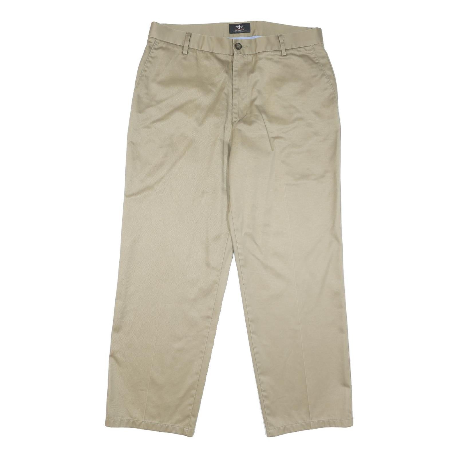 DOCKERS Womens Beige Regular Fit Straight Leg Cotton Blend Trousers W36 L30 Refurbished - N/A refurbished available on Cerqular