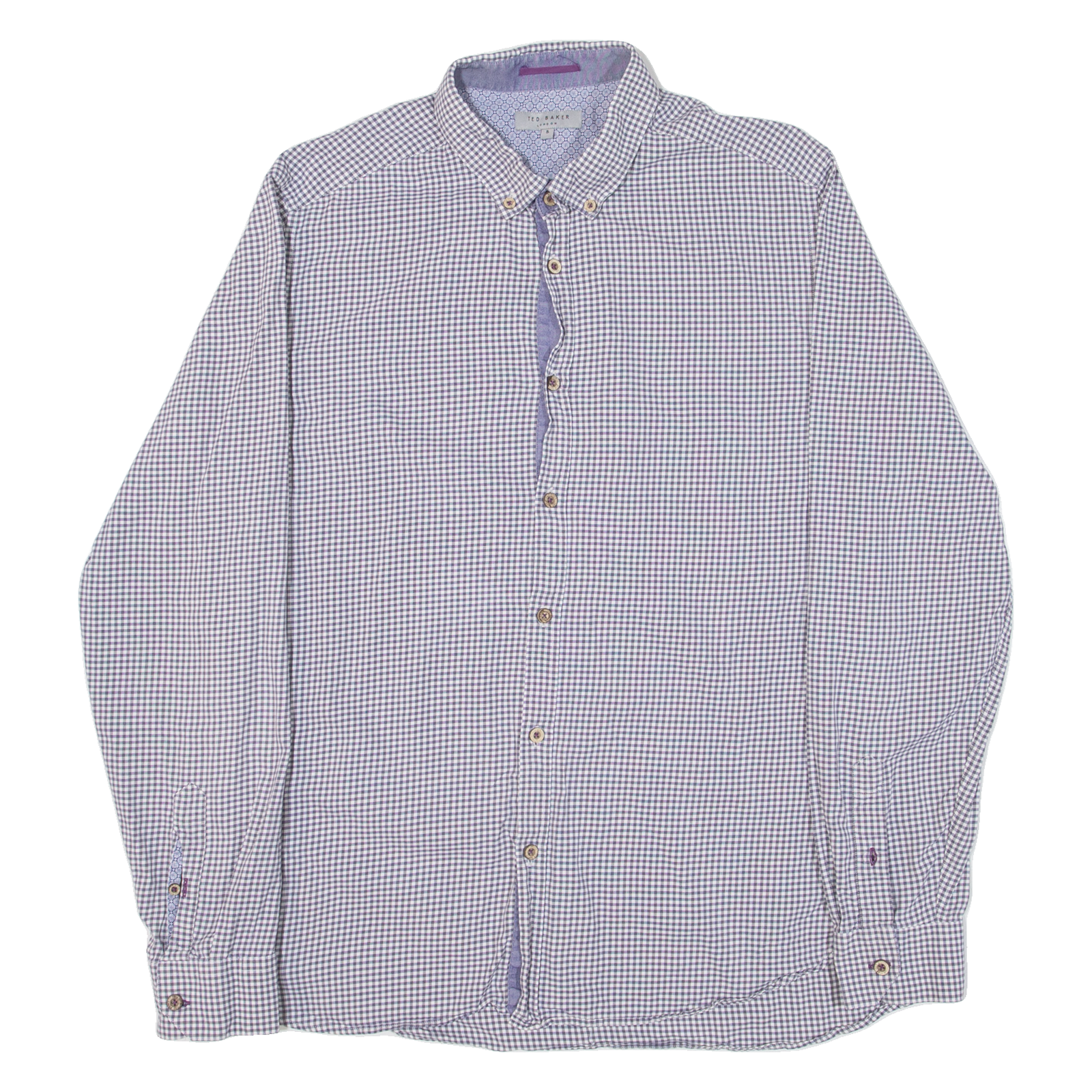 TED BAKER Mens Shirt Blue Gingham Long Sleeve S Refurbished - N/A refurbished available on Cerqular