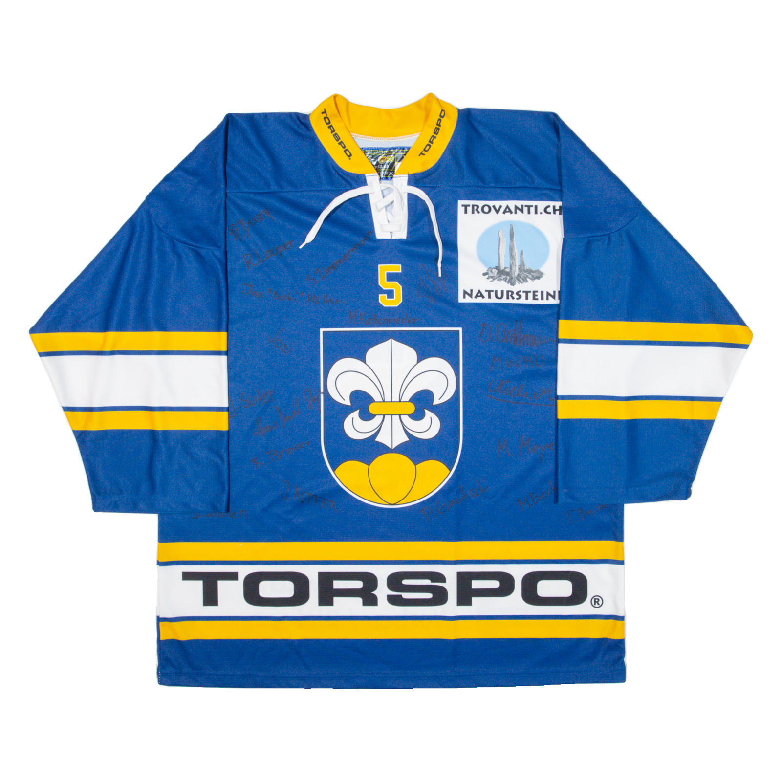 Ice Hockey Signed Mens Jersey Blue 3/4 Sleeve V-Neck XL Refurbished - N/A refurbished available on Cerqular