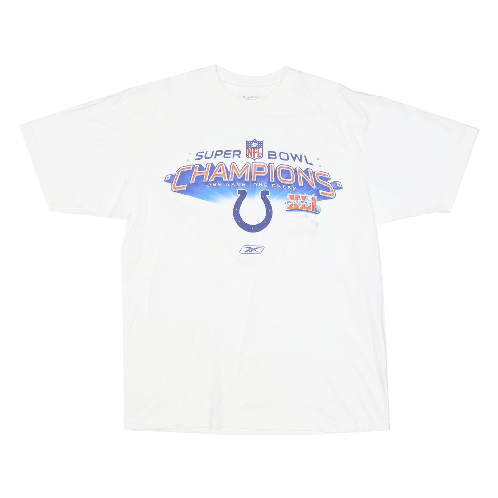 REEBOK Mens White NFL Super Bowl Champions Graphic T-Shirt M Short Sleeve Crew Refurbished - N/A refurbished available on Cerqular
