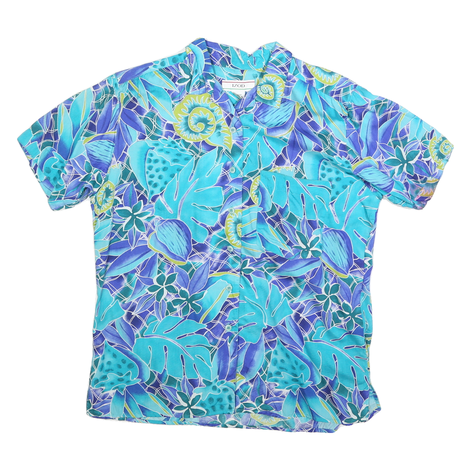 IZOD Womens Blue & Purple Pattern Shirt S Cotton Blend Casual Tropical Print Refurbished - N/A refurbished available on Cerqular