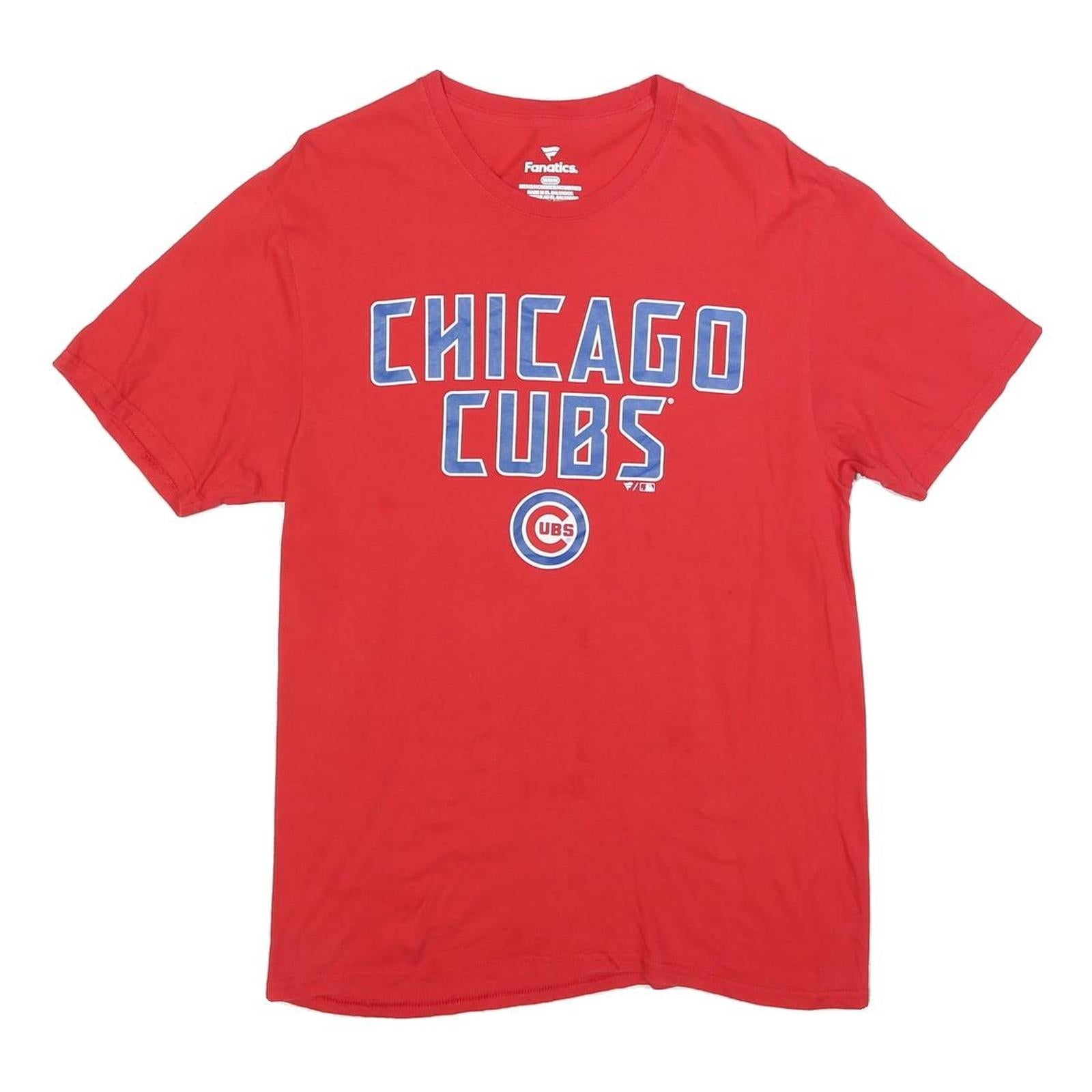 Buy FANATICS Mens Red Chicago Cubs Graphic T-Shirt M Short Sleeve Crew Neck Cotton Refurbished - $19.49 FANATICS Mens Red Chicago Cubs Graphic T-Shirt M Short Sleeve Crew Neck Cotton Refurbished - N/A refurbished available on Cerqular