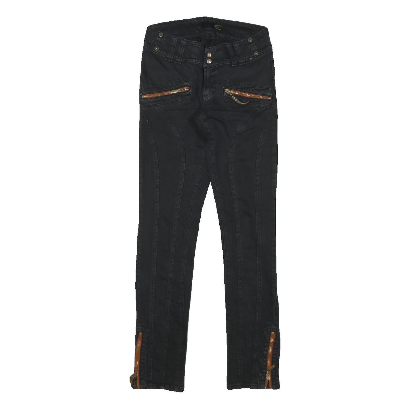 JUST CAVALLI Womens Slim Black Denim Slim Jeans W26 L31 Zipper Detail Refurbished - N/A refurbished available on Cerqular