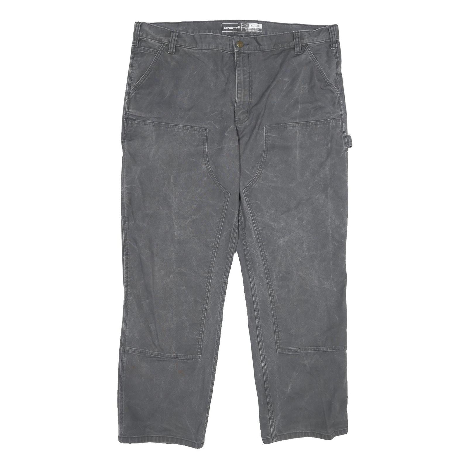 CARHARTT Mens Cotton Blend Grey Relaxed Straight Trousers W42 L32 Workwear Zip Refurbished - N/A refurbished available on Cerqular