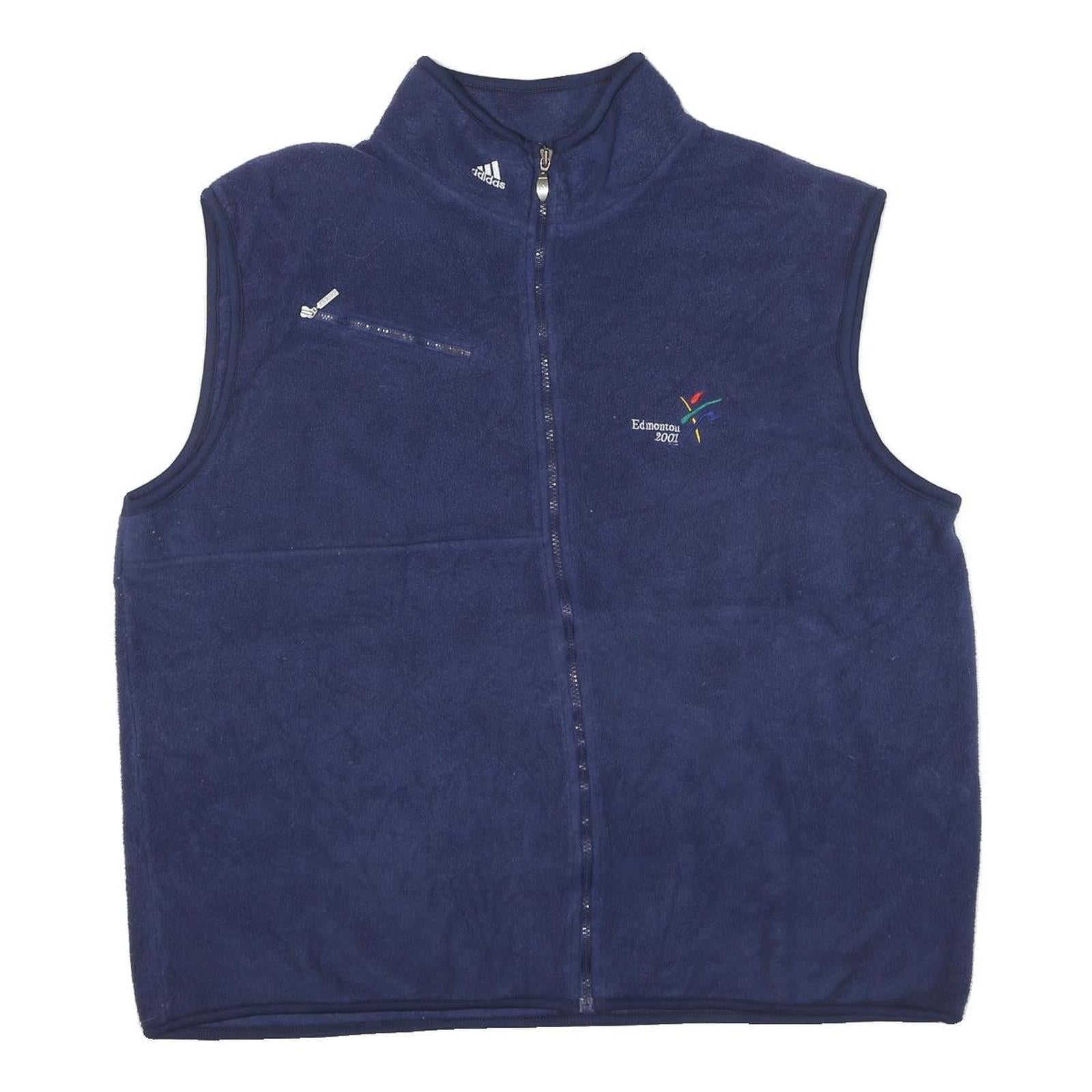 ADIDAS Mens Blue 2XL Fleece Gilet Polyester Blend Edmonton 2001 Embroidered Zip Refurbished - N/A refurbished available on Cerqular
