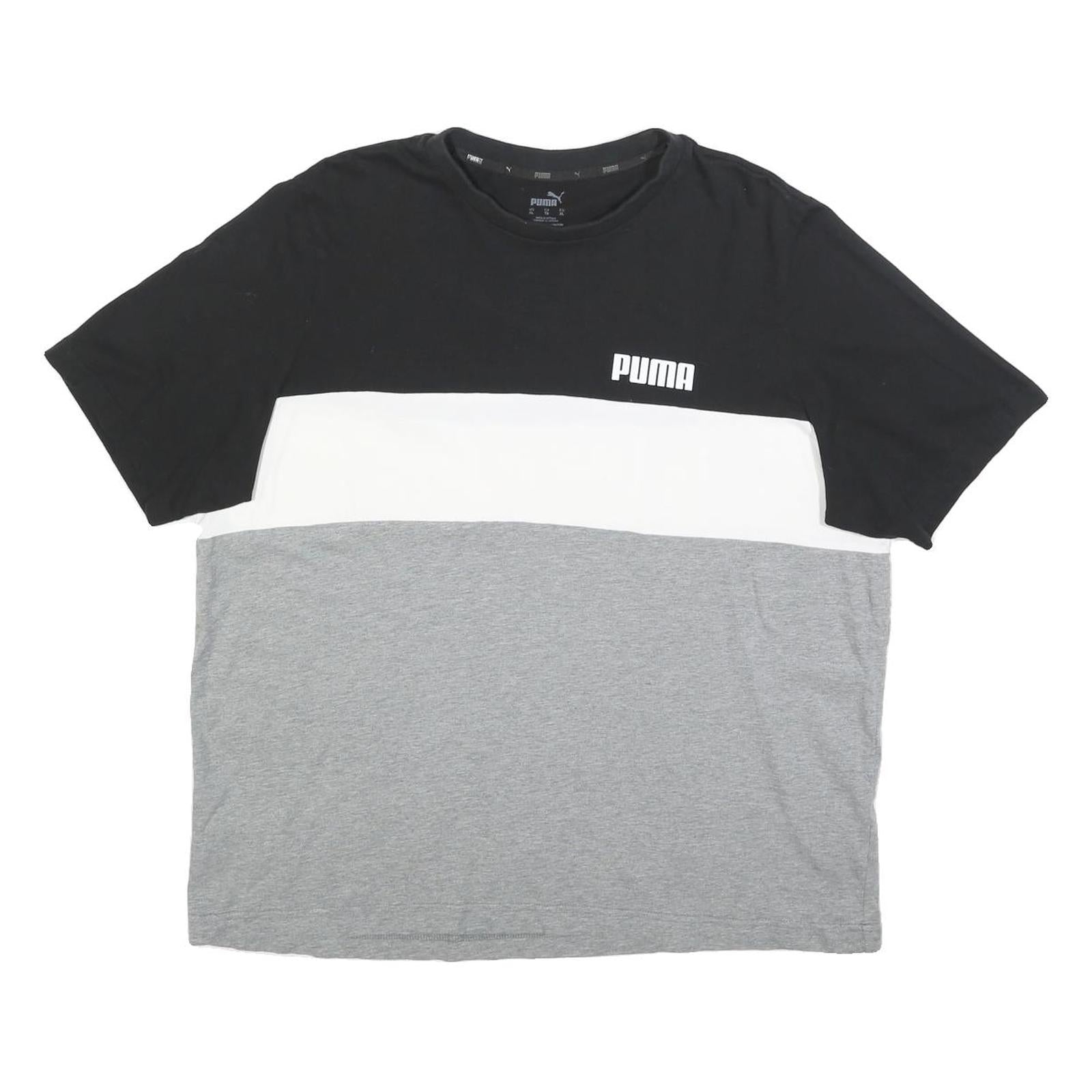 PUMA Mens Black White & Grey Colourblock Graphic T-Shirt XL Short Sleeve Crew Refurbished - N/A refurbished available on Cerqular