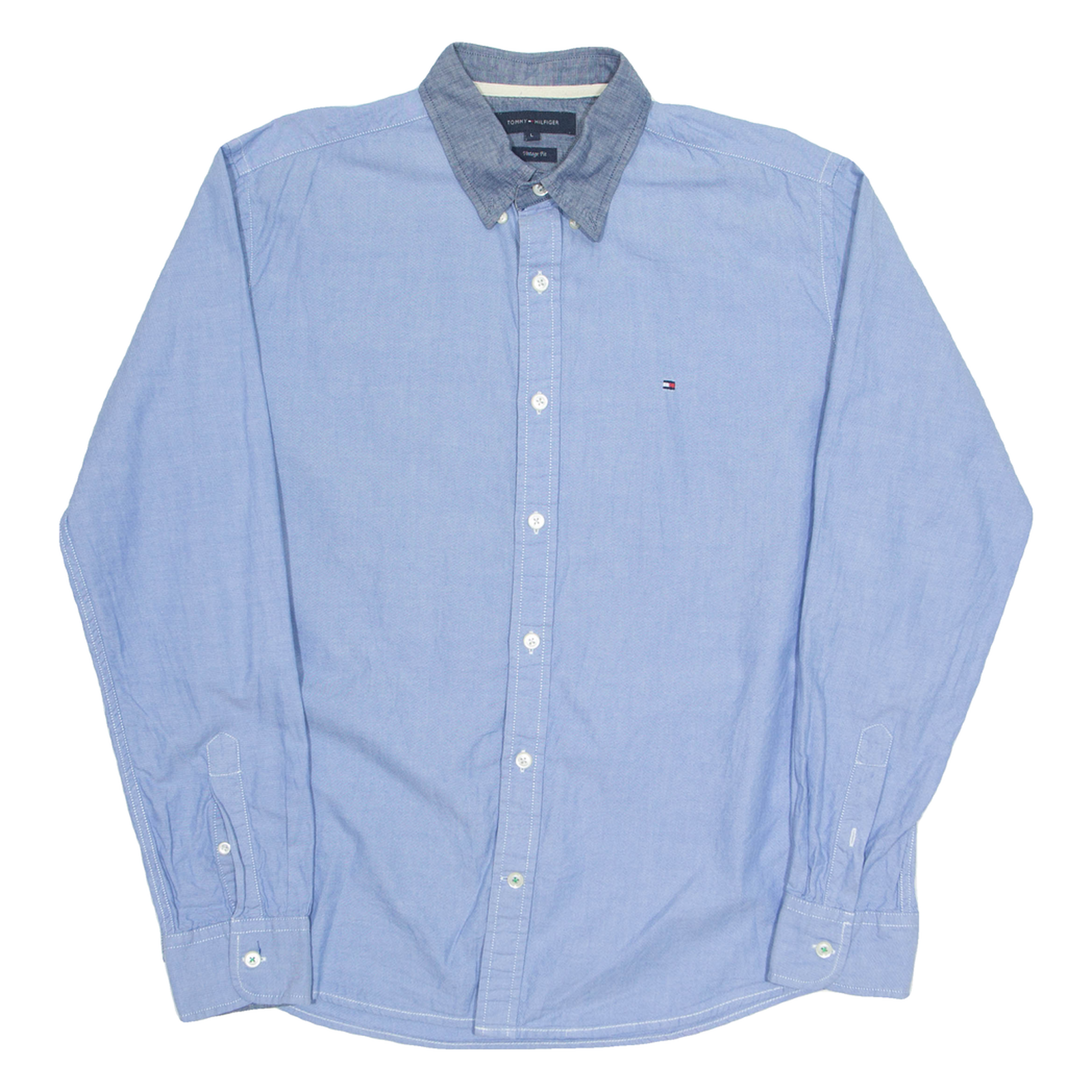 TOMMY HILFIGER Mens Plain Shirt Blue Long Sleeve L Refurbished - N/A refurbished available on Cerqular