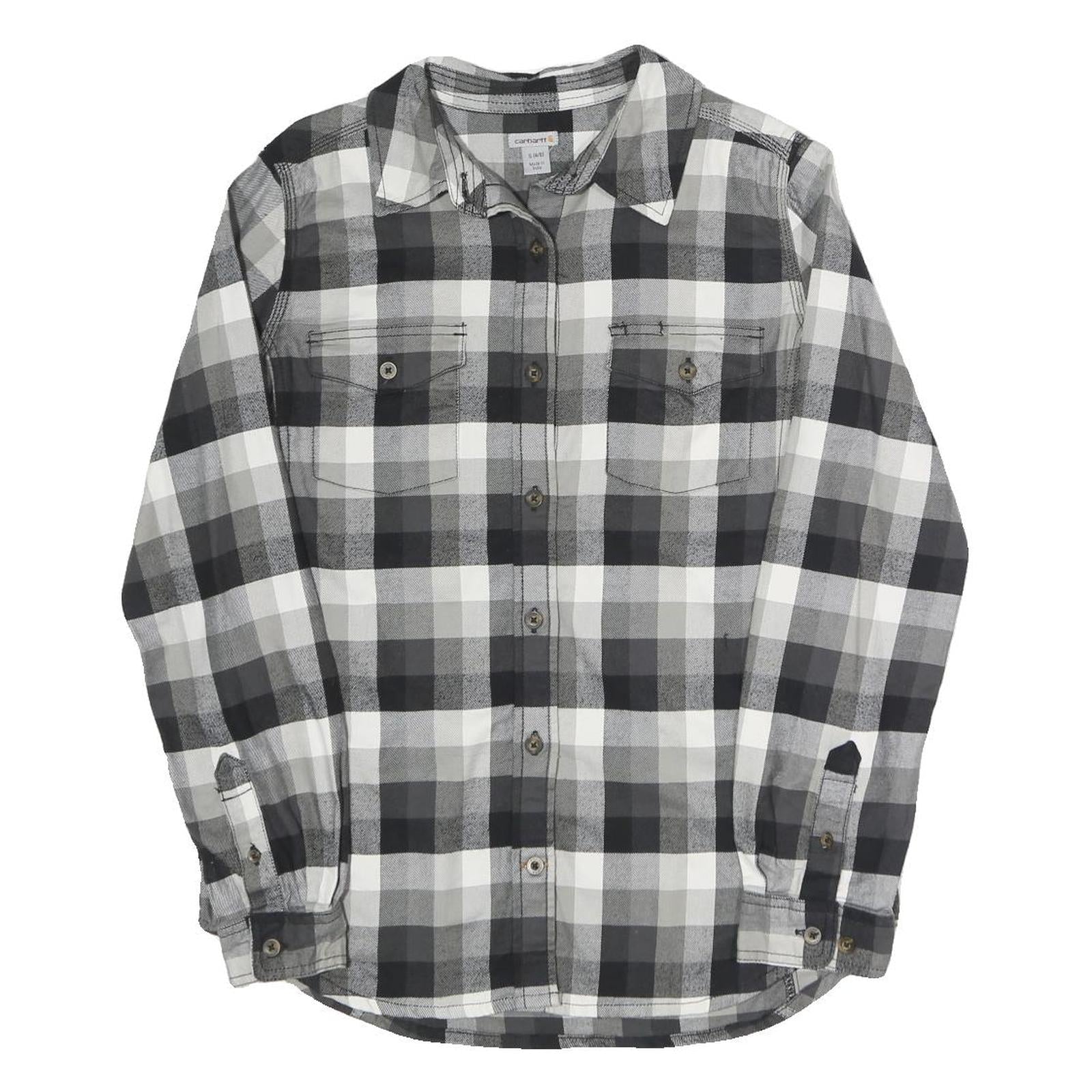 CARHARTT Womens Black & Grey Check Shirt S Workwear Casual Flannel Button-Up Refurbished - N/A refurbished available on Cerqular