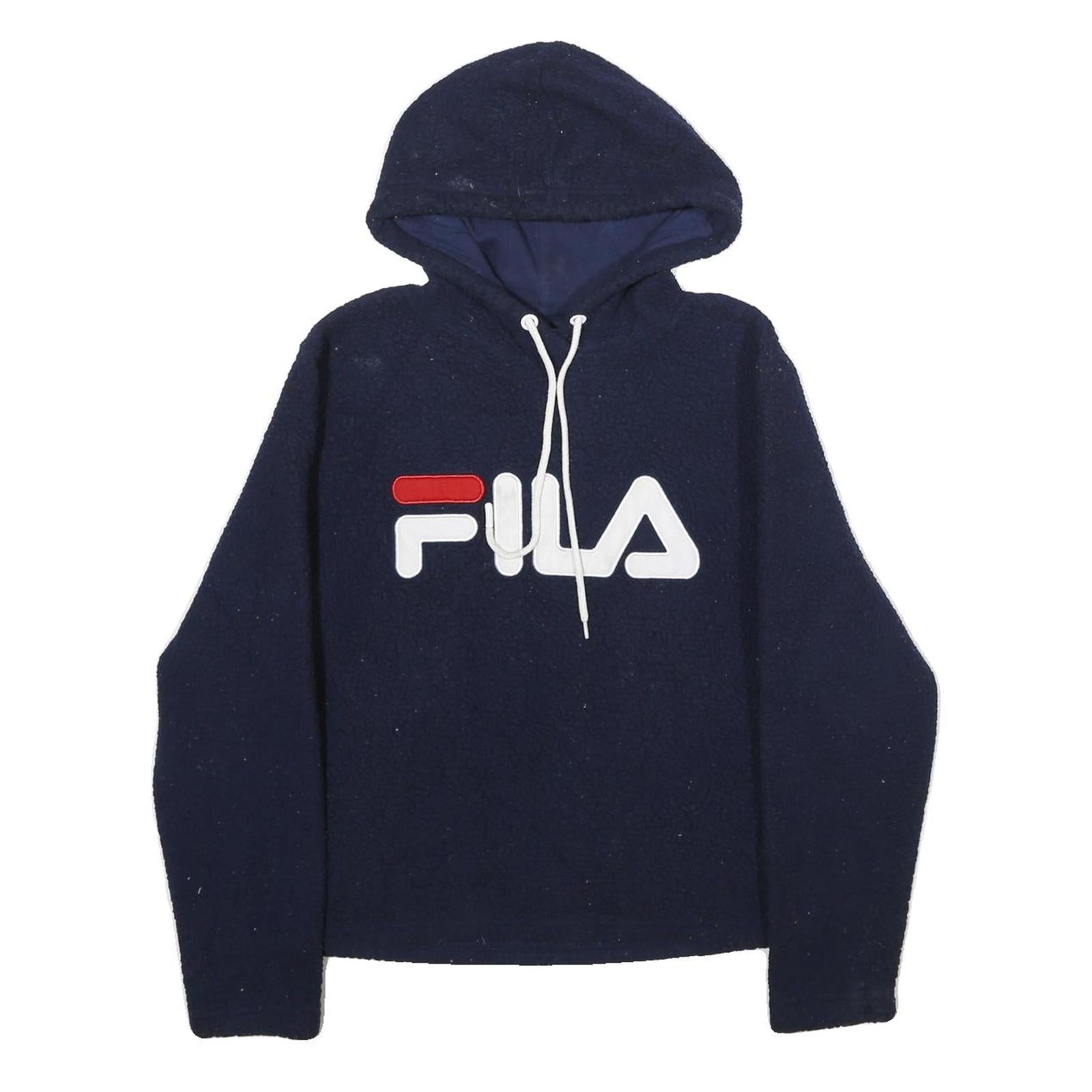 FILA Womens Navy Hoodie S Classic Logo Pullover Drawstring Hooded Refurbished - N/A refurbished available on Cerqular