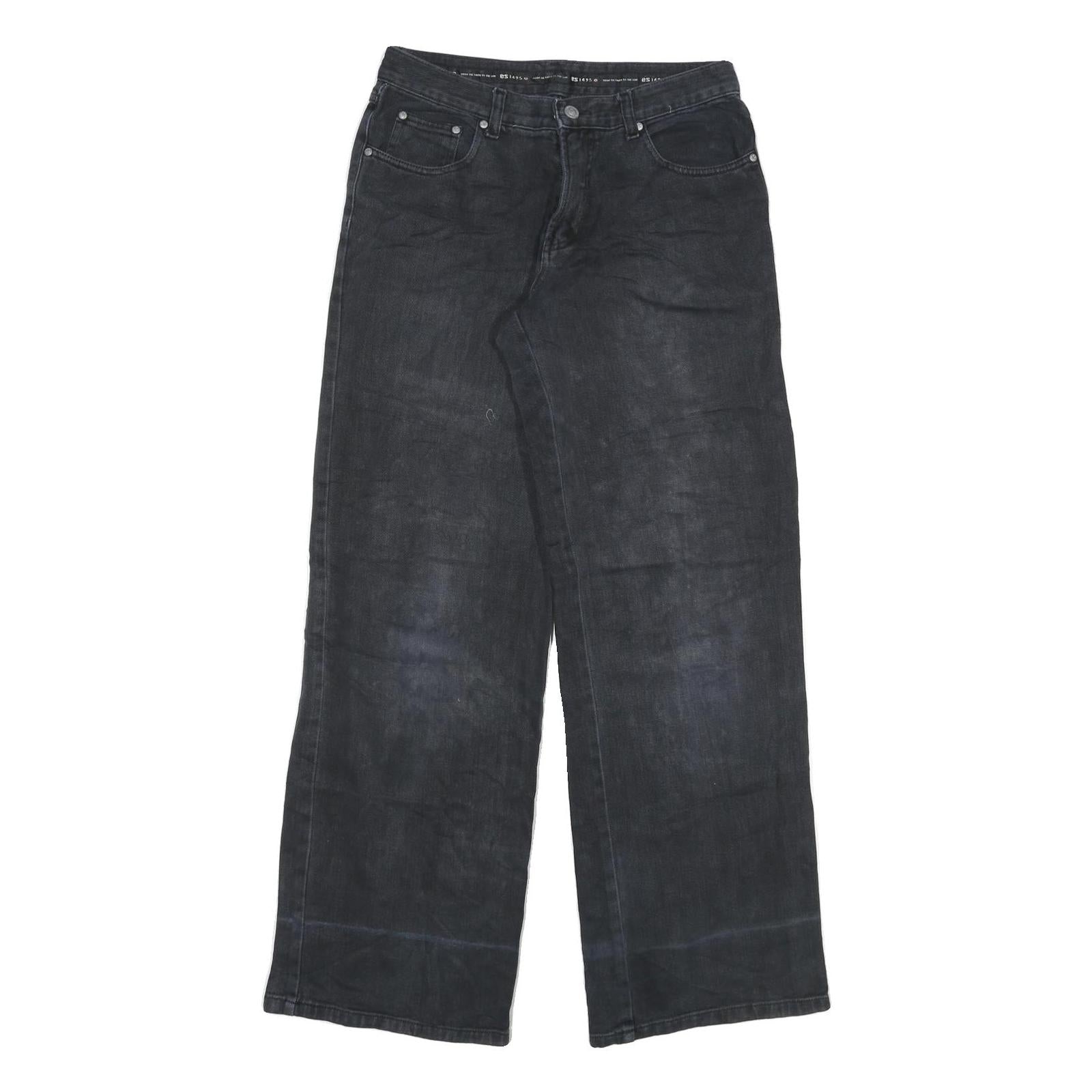ES Womens Loose Fit Black Denim Jeans W30 L31 Cotton Blend Zip Casual Refurbished - N/A refurbished available on Cerqular