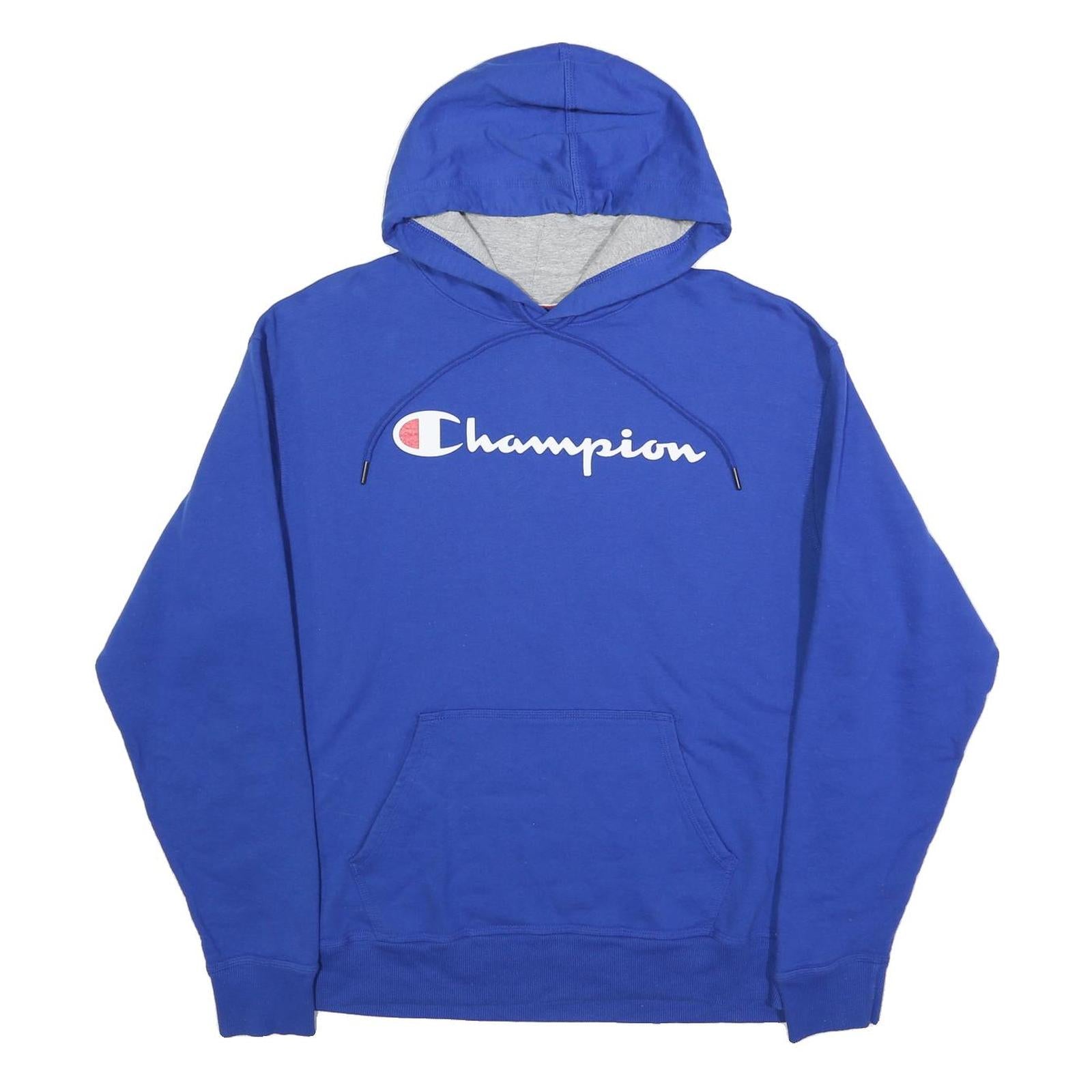 CHAMPION Mens Blue Hoodie L Cotton Blend Pullover Logo Sweatshirt Casual Refurbished - N/A refurbished available on Cerqular