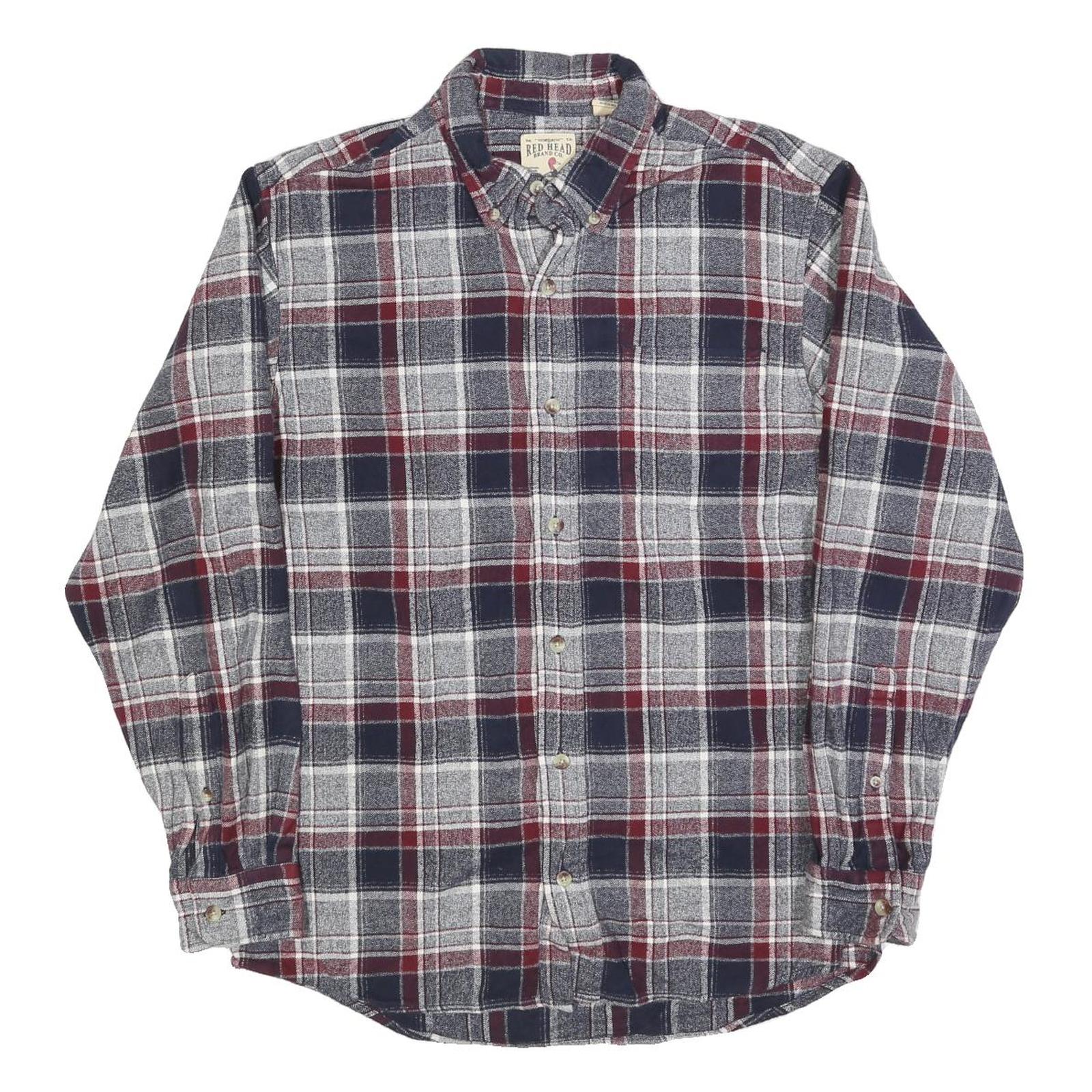 REDHEAD Mens Blue & Maroon Check Shirt L Cotton Blend Casual Flannel Long Sleeve Refurbished - N/A refurbished available on Cerqular