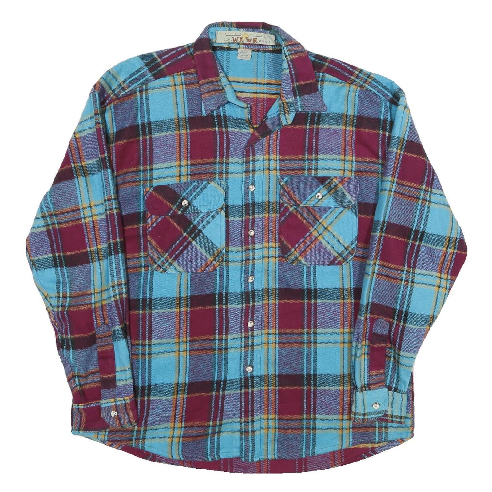 ANCHOR BLUE Mens Blue & Maroon Checked Cotton Shirt XL Long Sleeve Casual Refurbished - N/A refurbished available on Cerqular
