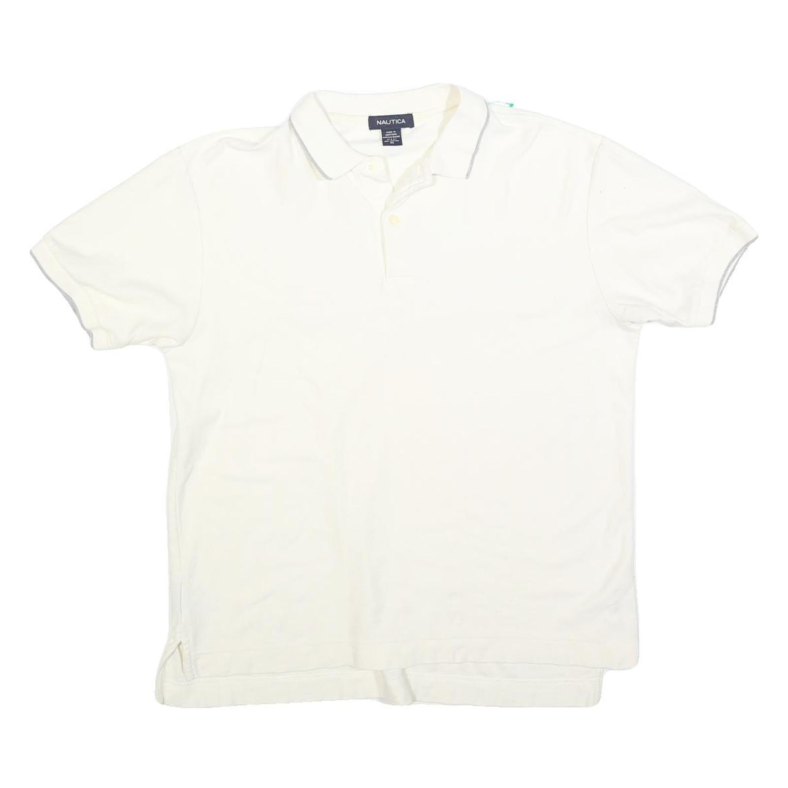 NAUTICA Mens White Short Sleeve Plain M Cotton Blend Polo Shirt Casual Classic Refurbished - N/A refurbished available on Cerqular
