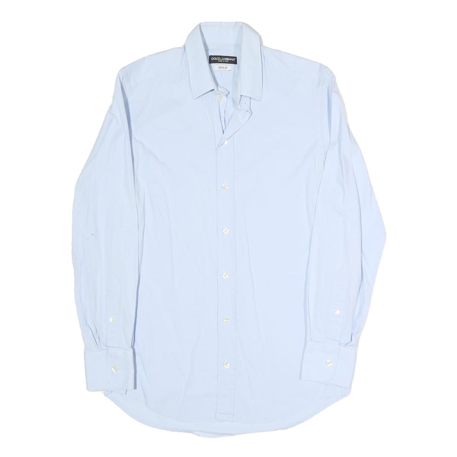 DOLCE & GABBANA Mens Light Blue Plain Shirt S Cotton Blend Elegant Dress Refurbished - N/A refurbished available on Cerqular