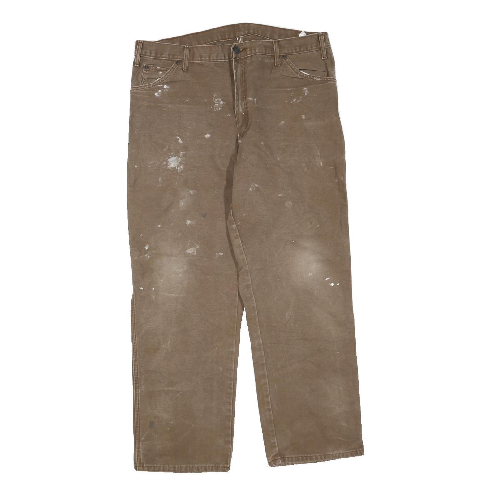 DICKIES Mens Regular Fit Brown Denim Jeans W38 L30 Workwear Cotton Blend Zip Refurbished - N/A refurbished available on Cerqular