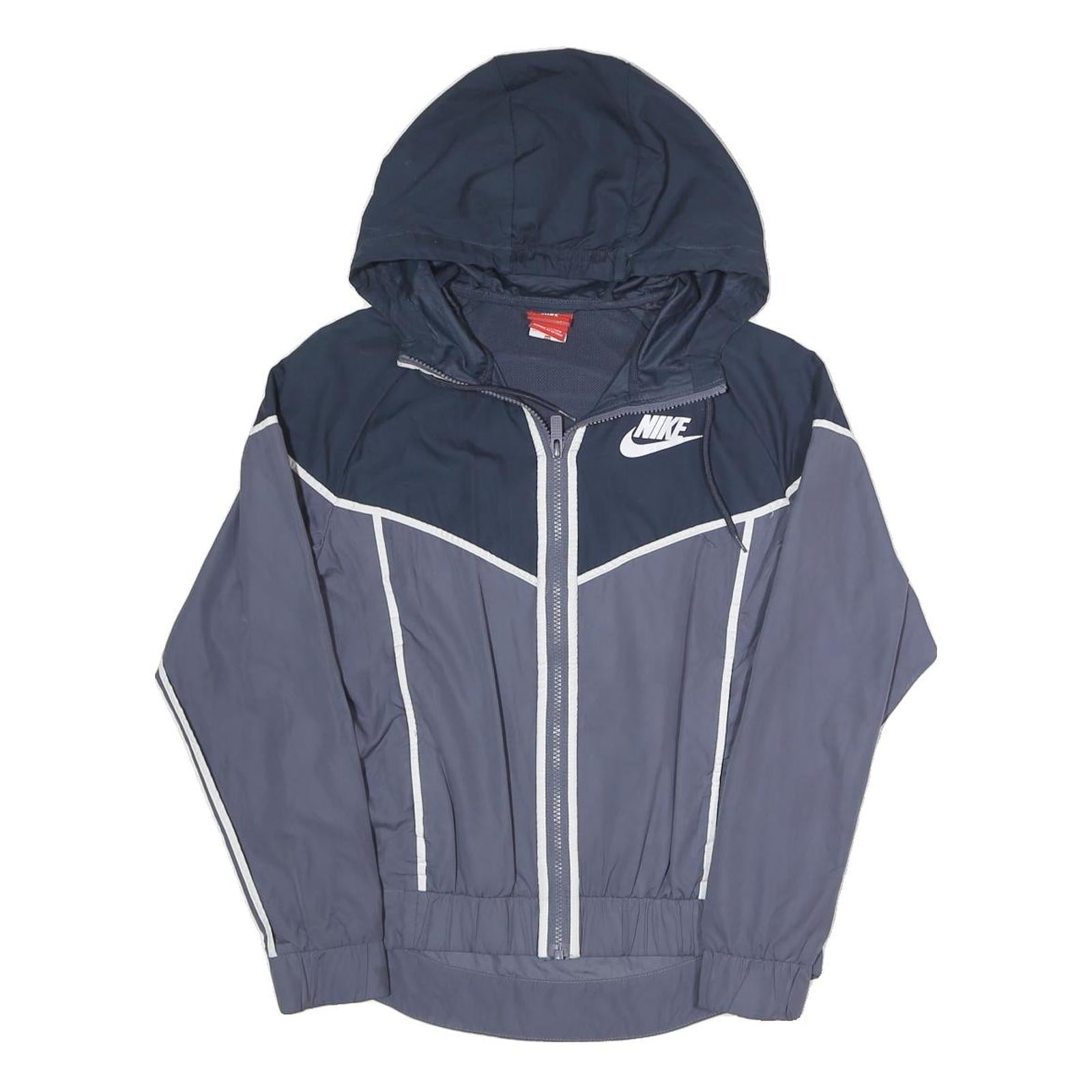 NIKE Womens Navy & Grey Zip Hooded Polyester Blend Jacket XS Sportswear Refurbished - N/A refurbished available on Cerqular